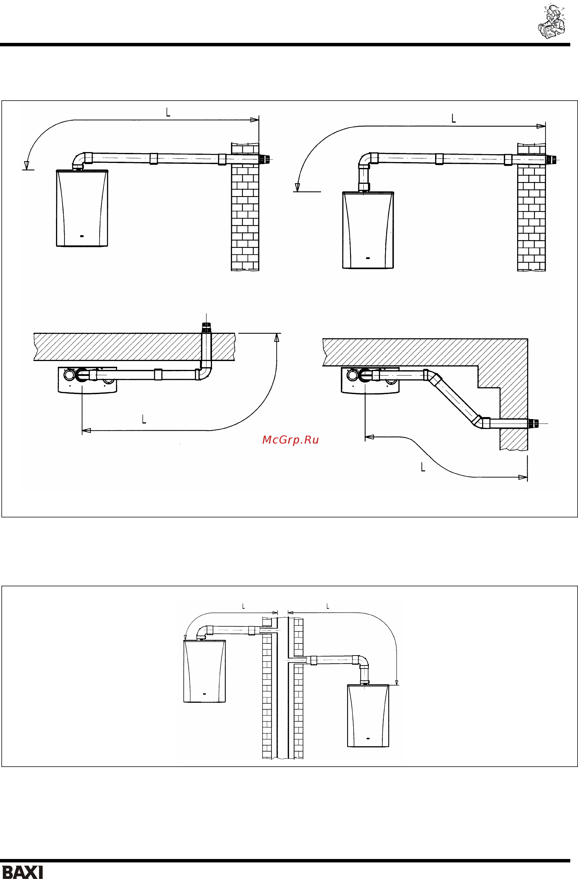 Baxi LUNA-3 SILVER SPACE [21/40] Варианты горизонтальной установки наконечника дымохода