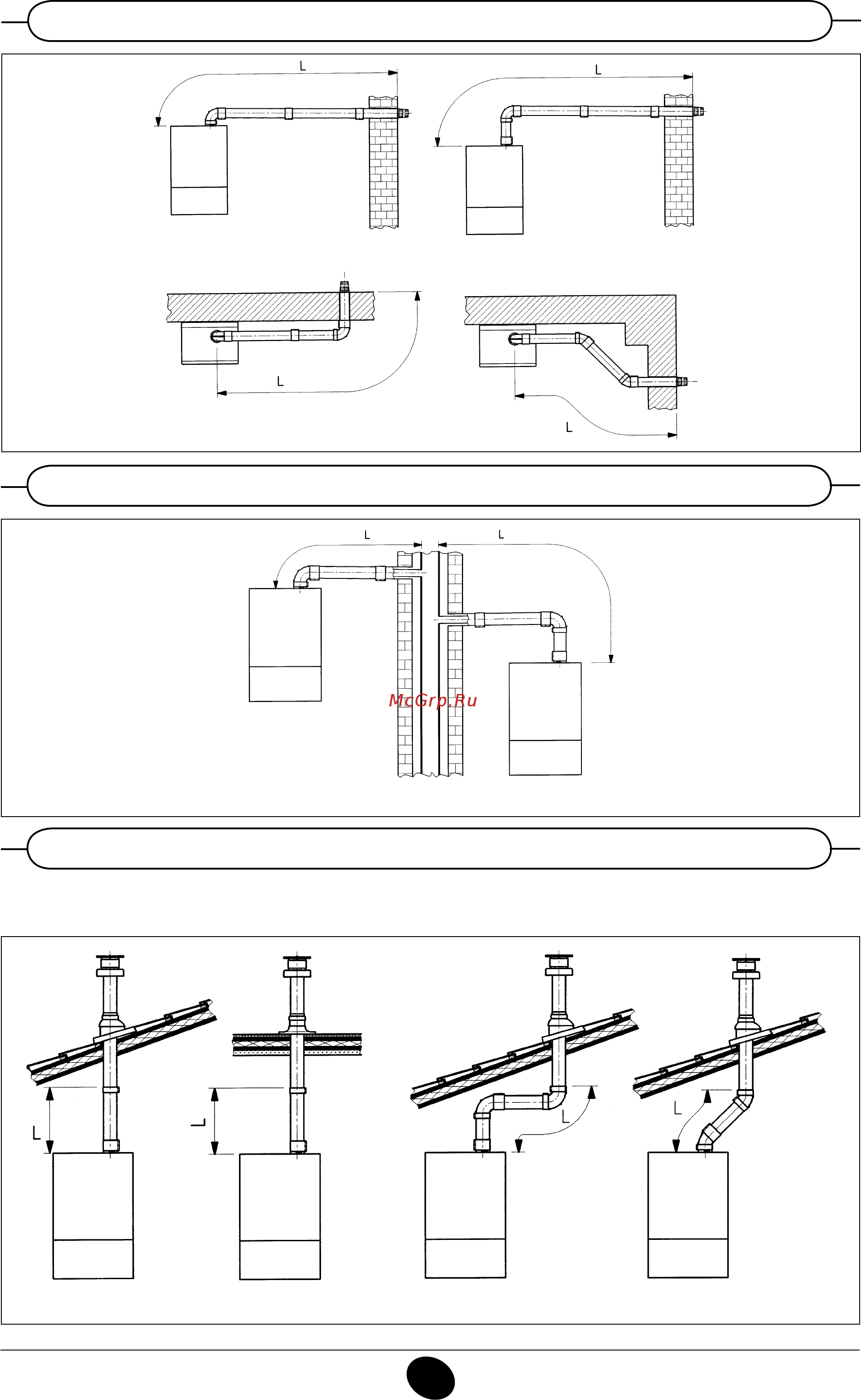 Baxi NUVOLA-3 B40 240i [11/31] Варианты горизонтальной установки наконечника дымохода