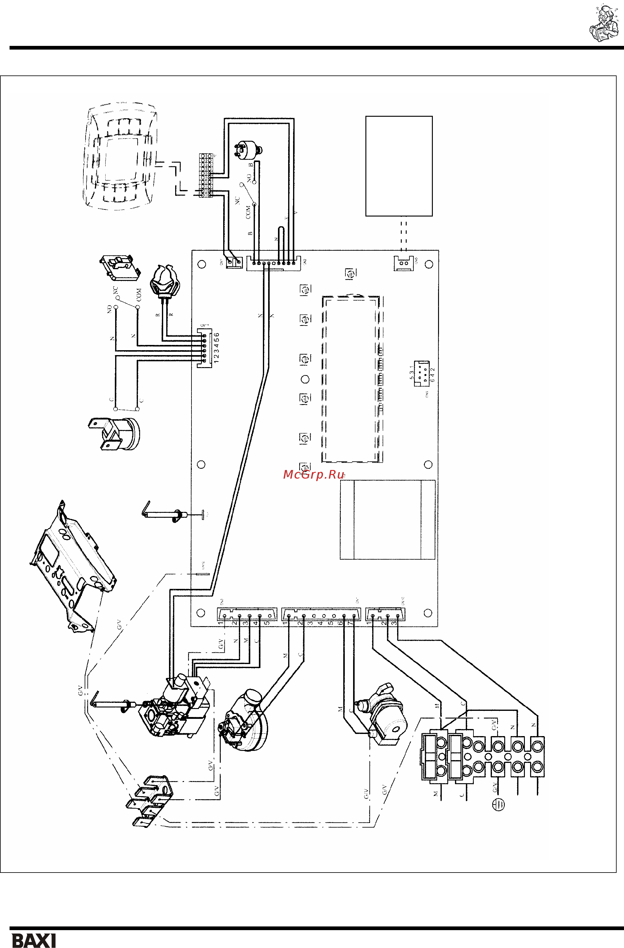 Baxi LUNA-3 1.310 Fi CSE45531366- [33/35] Цвет проводов с голубой м коричневый n черный r красный g v желтый зеленый b белый v зеленый