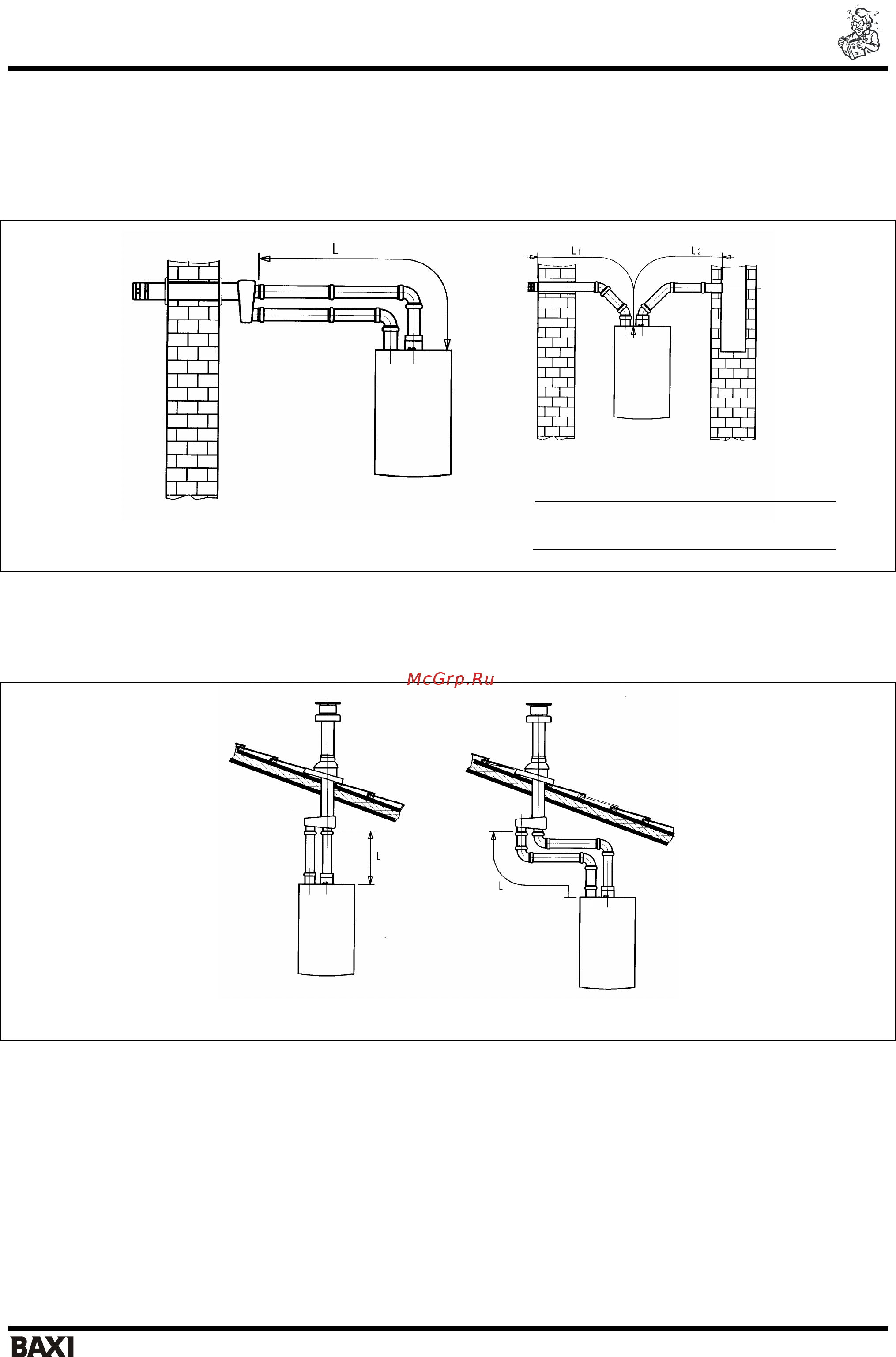 Baxi NUVOLA-3 COMFORT HT [22/42] Варианты дымоотводящей системы по раздельным трубам с горизонтальными наконечниками