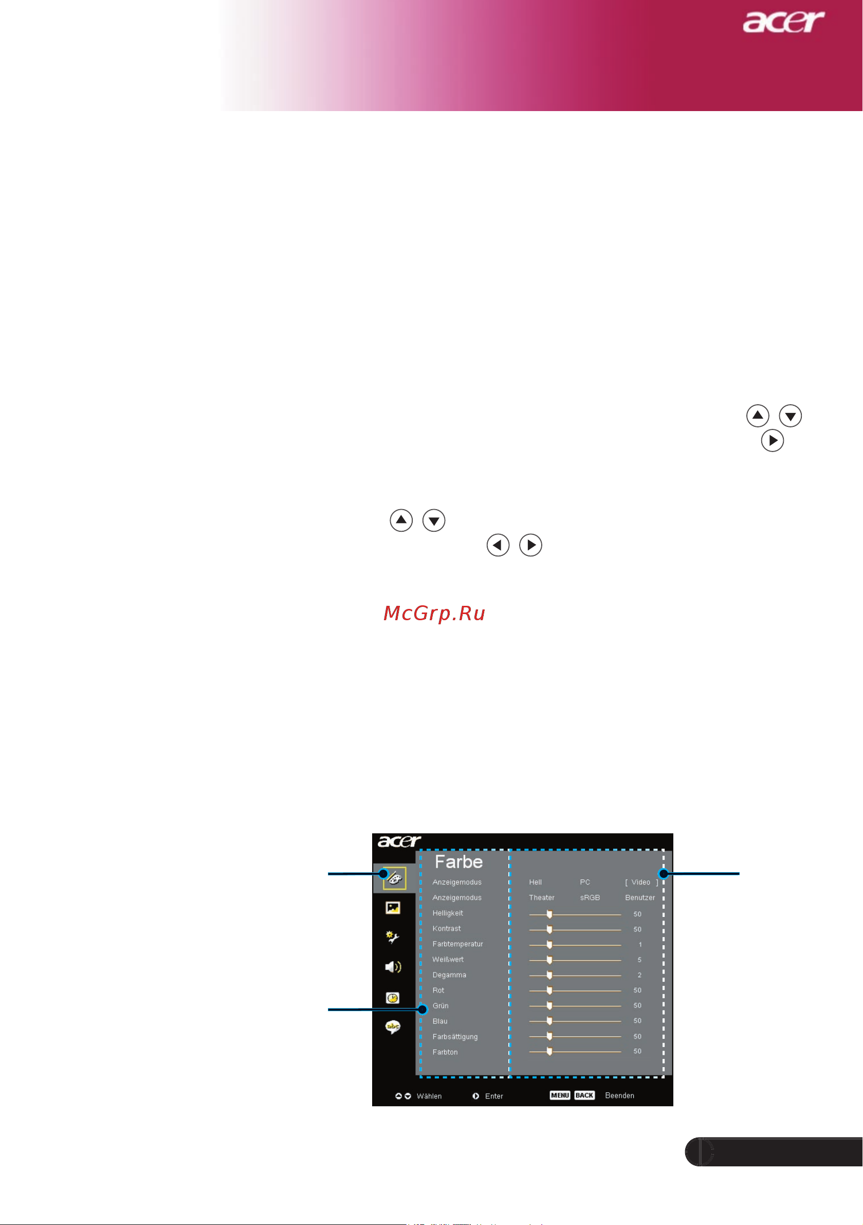 Acer XD1150 [21/46] Bedienung