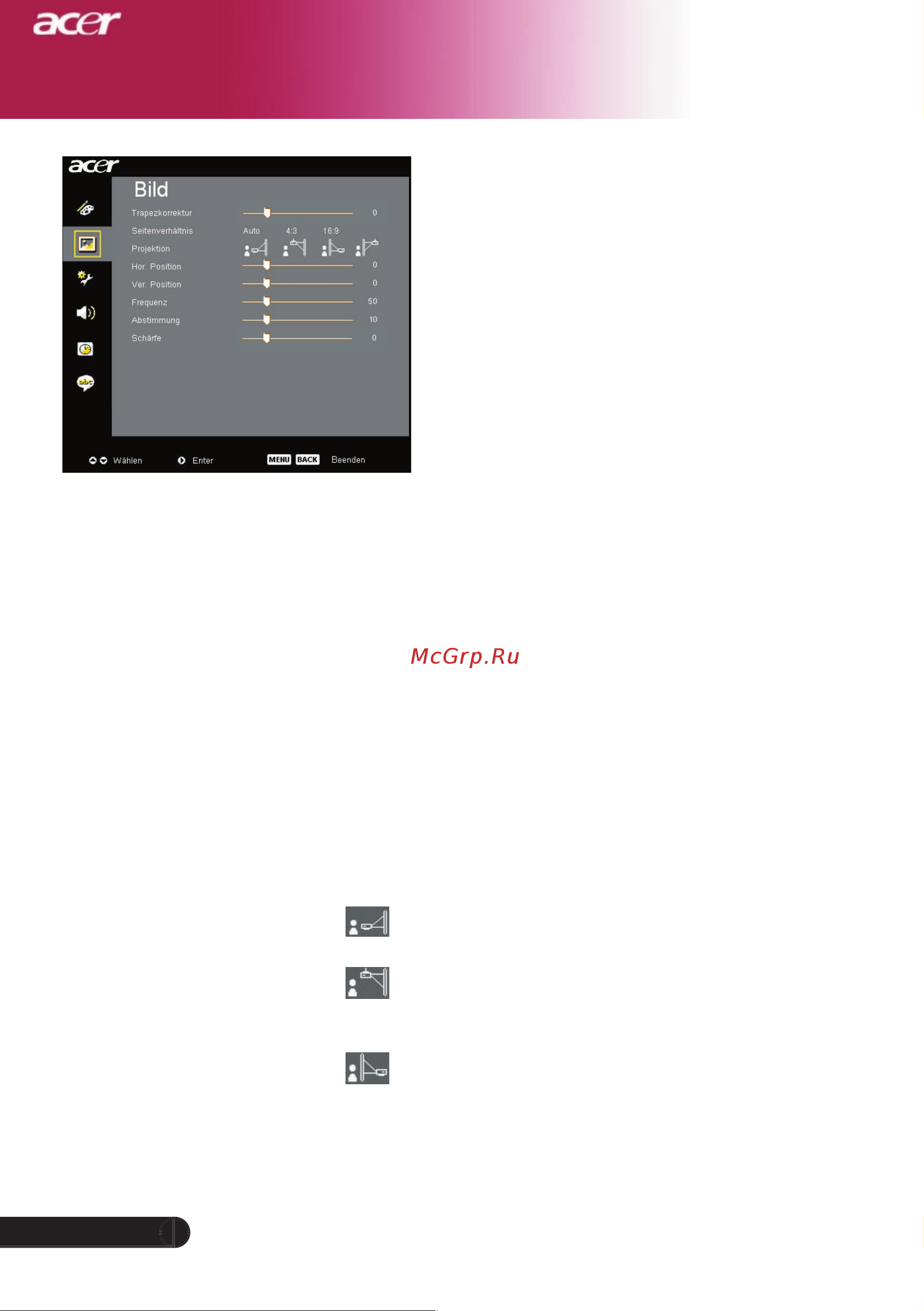 Acer XD1150 [24/46] Bedienung
