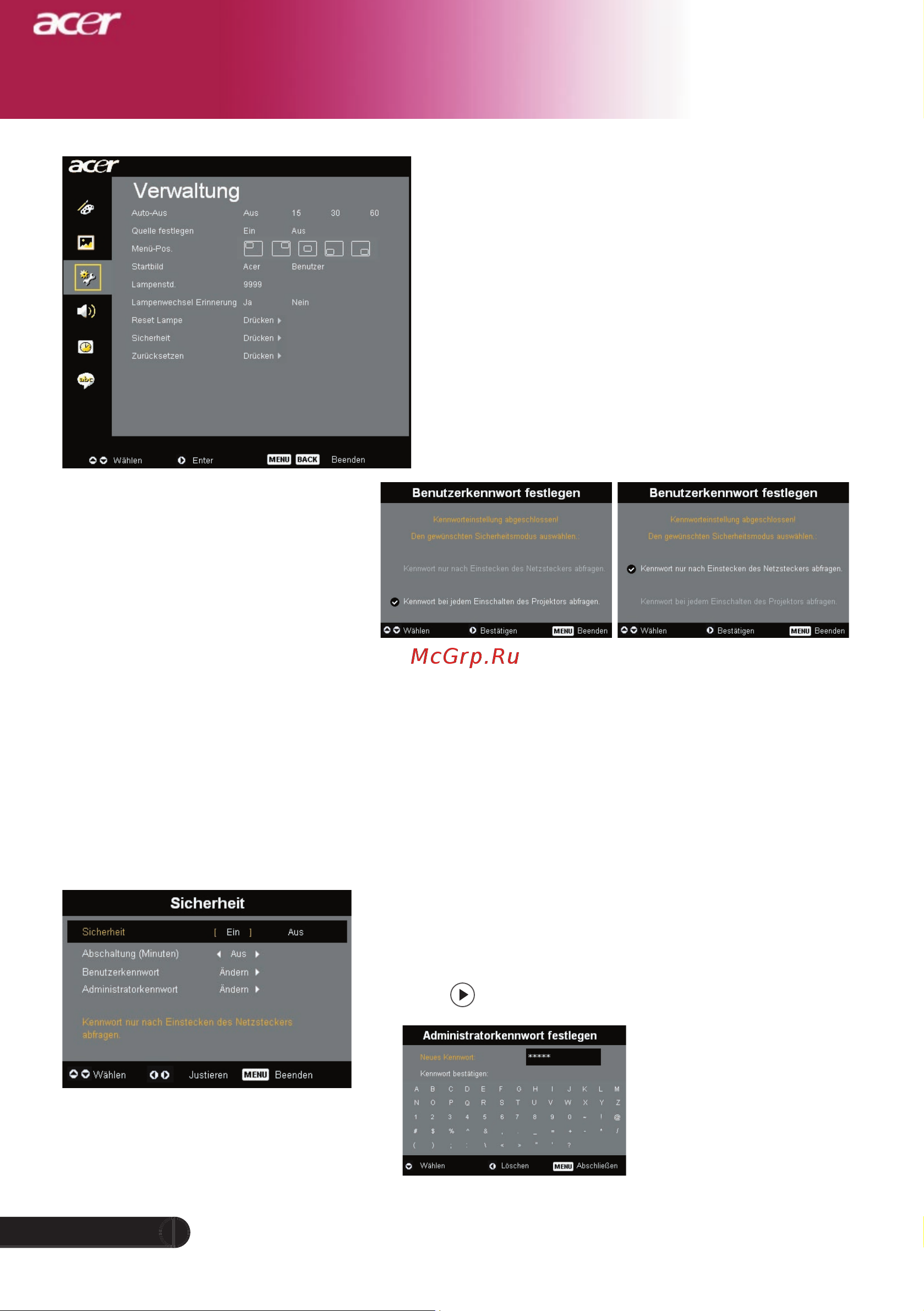 Acer XD1150 [30/46] Bedienung