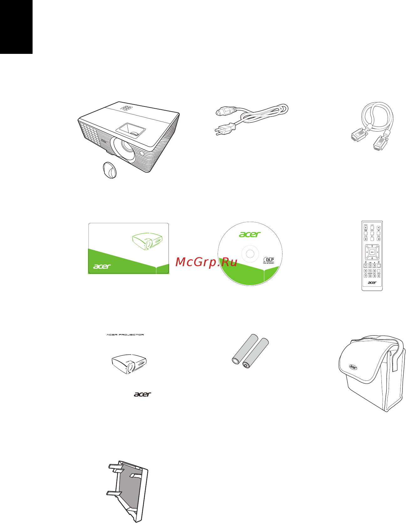 Acer X1311WH [12/63] Комплектация