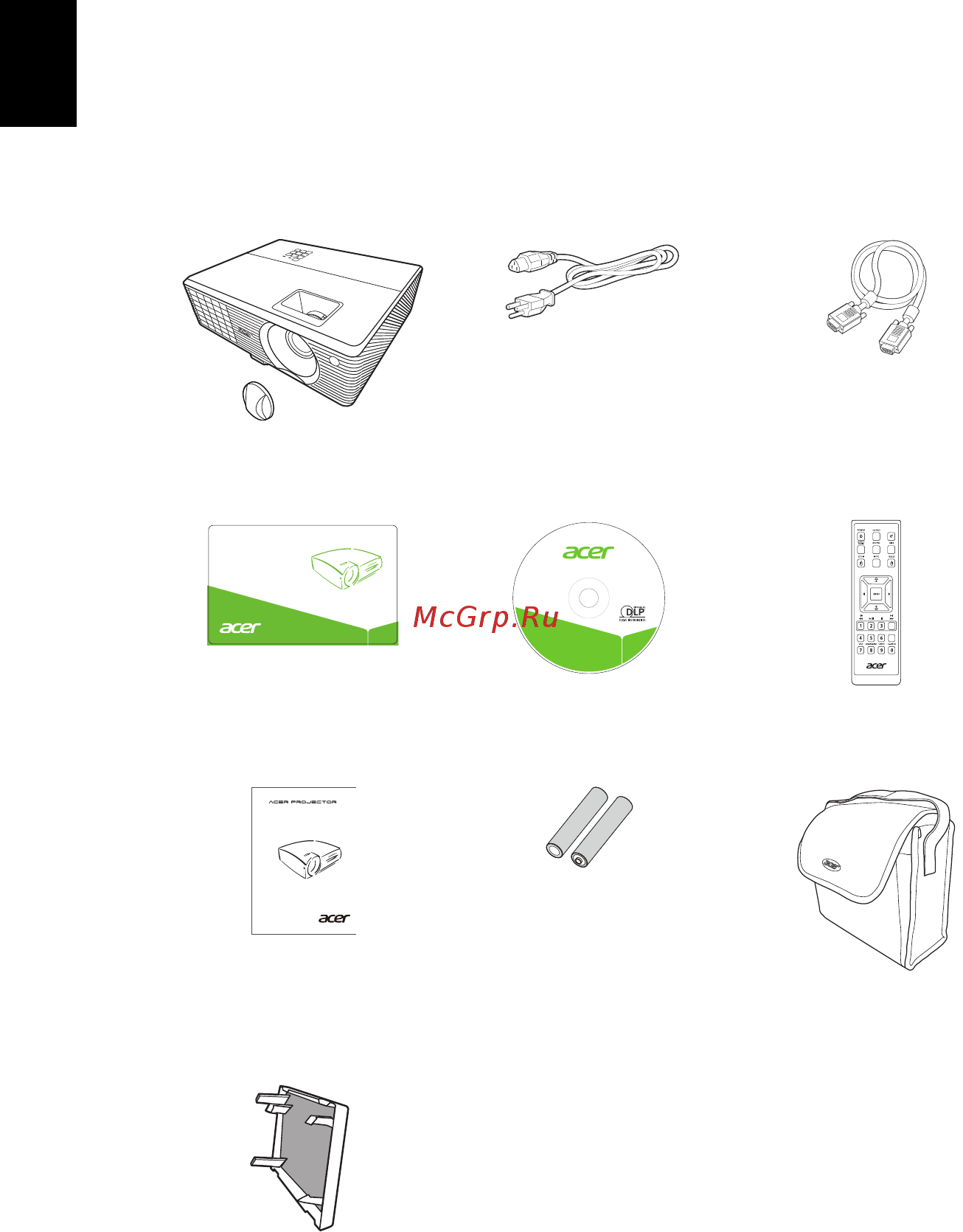 Acer X1311KW [12/63] Комплектация