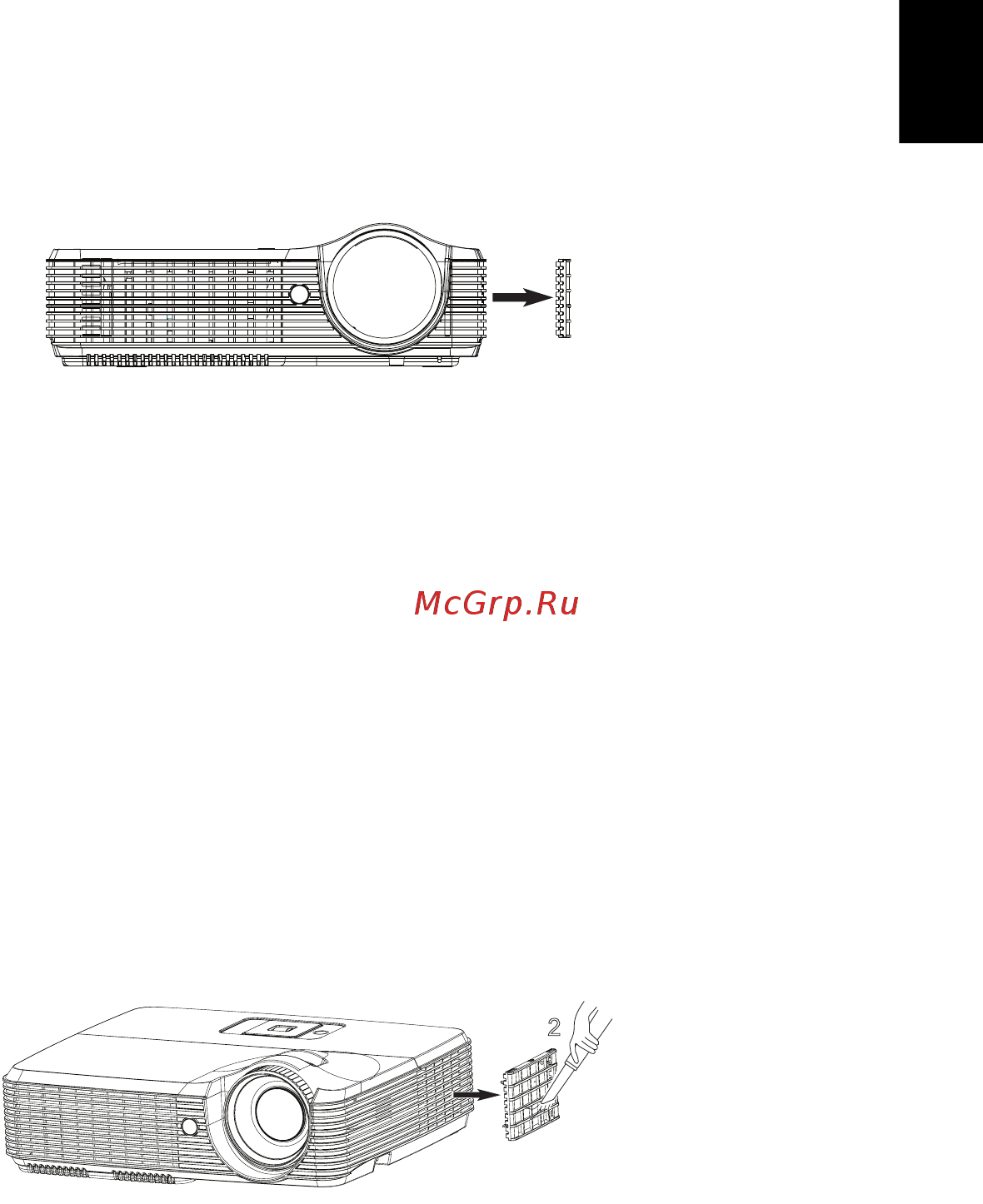 Acer X1220H [52/67] Замена и очистка противопылевого фильтра