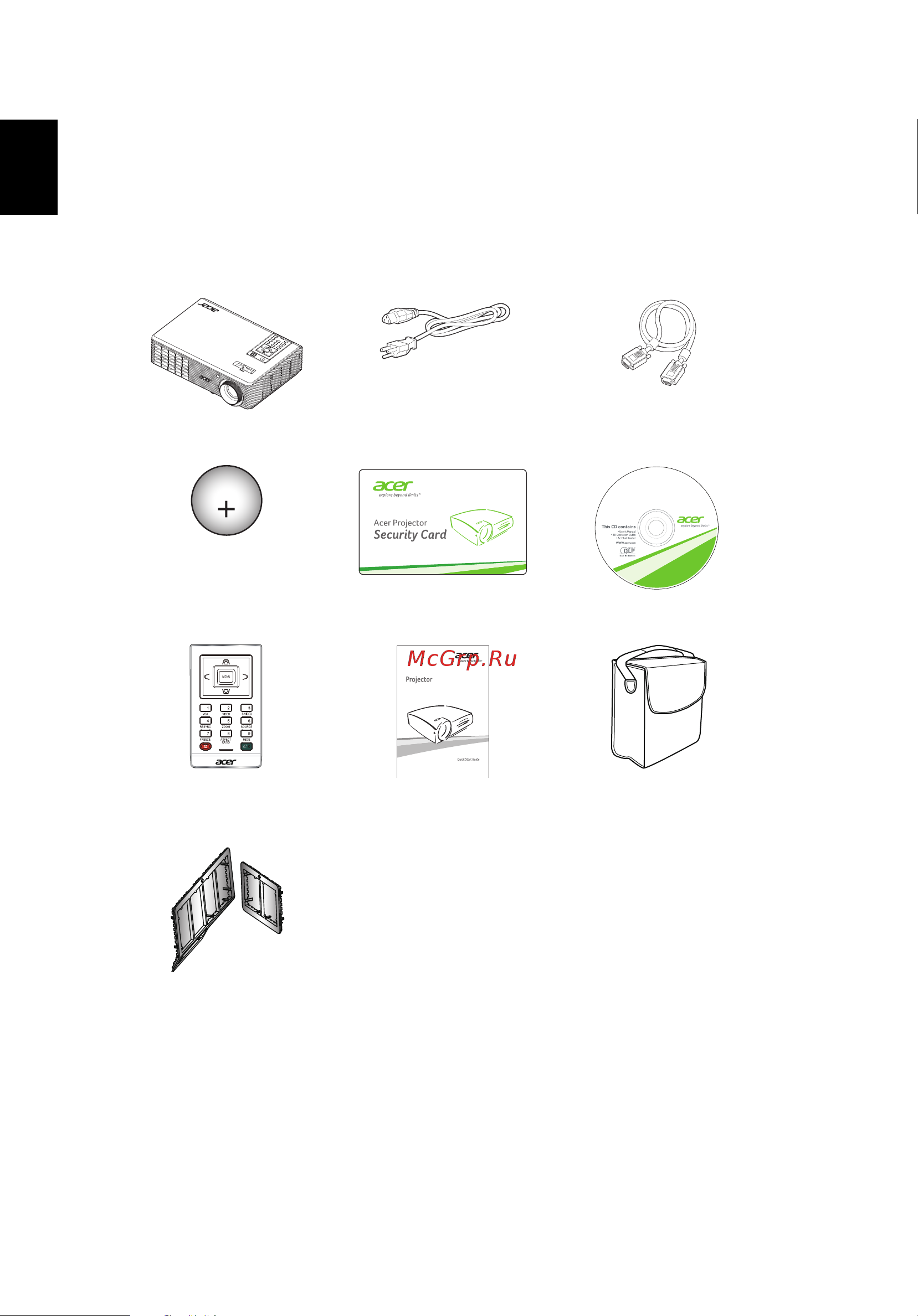 Acer X1163 [12/57] Комплектность