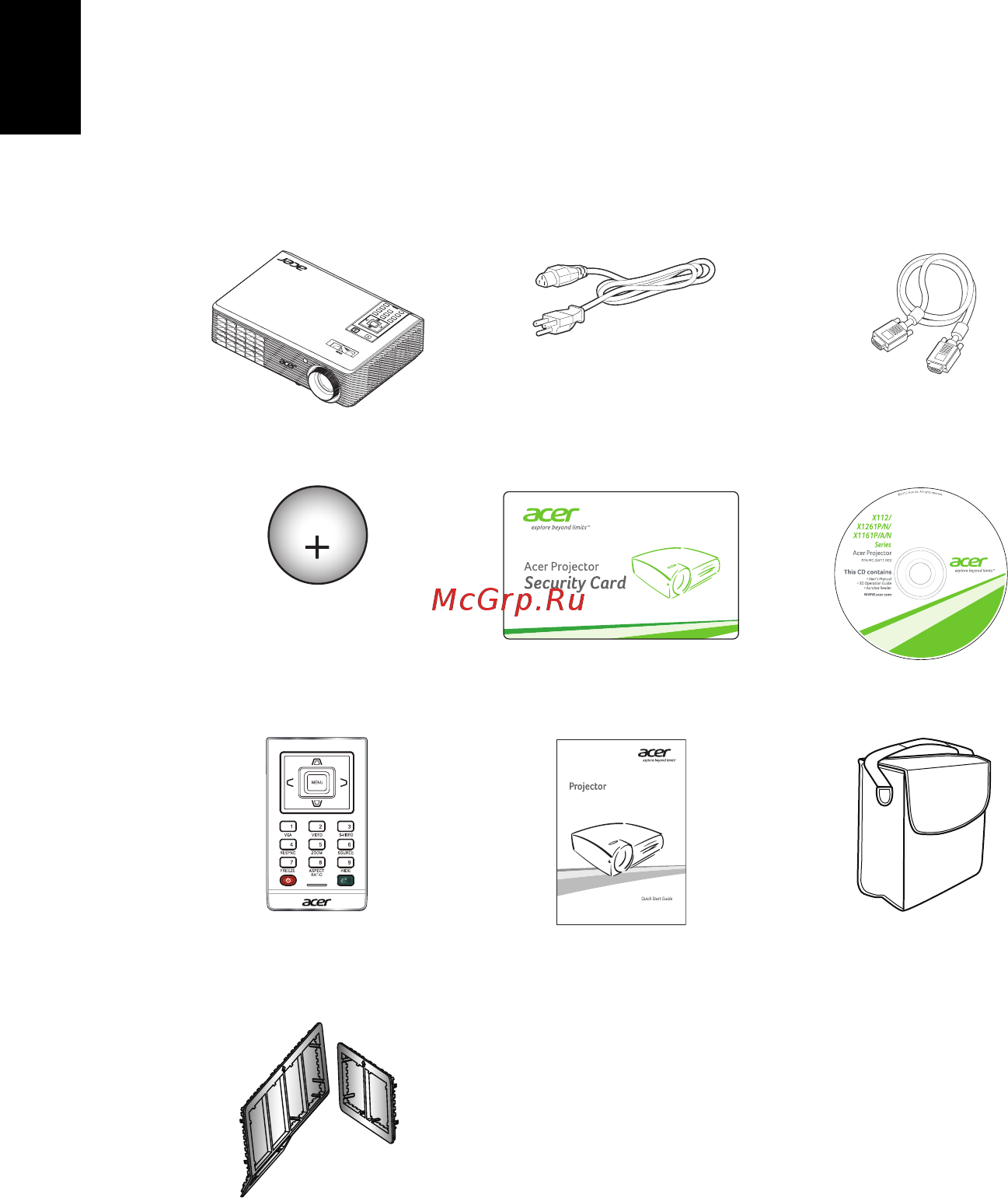 Acer X1161PN [12/56] Комплектность