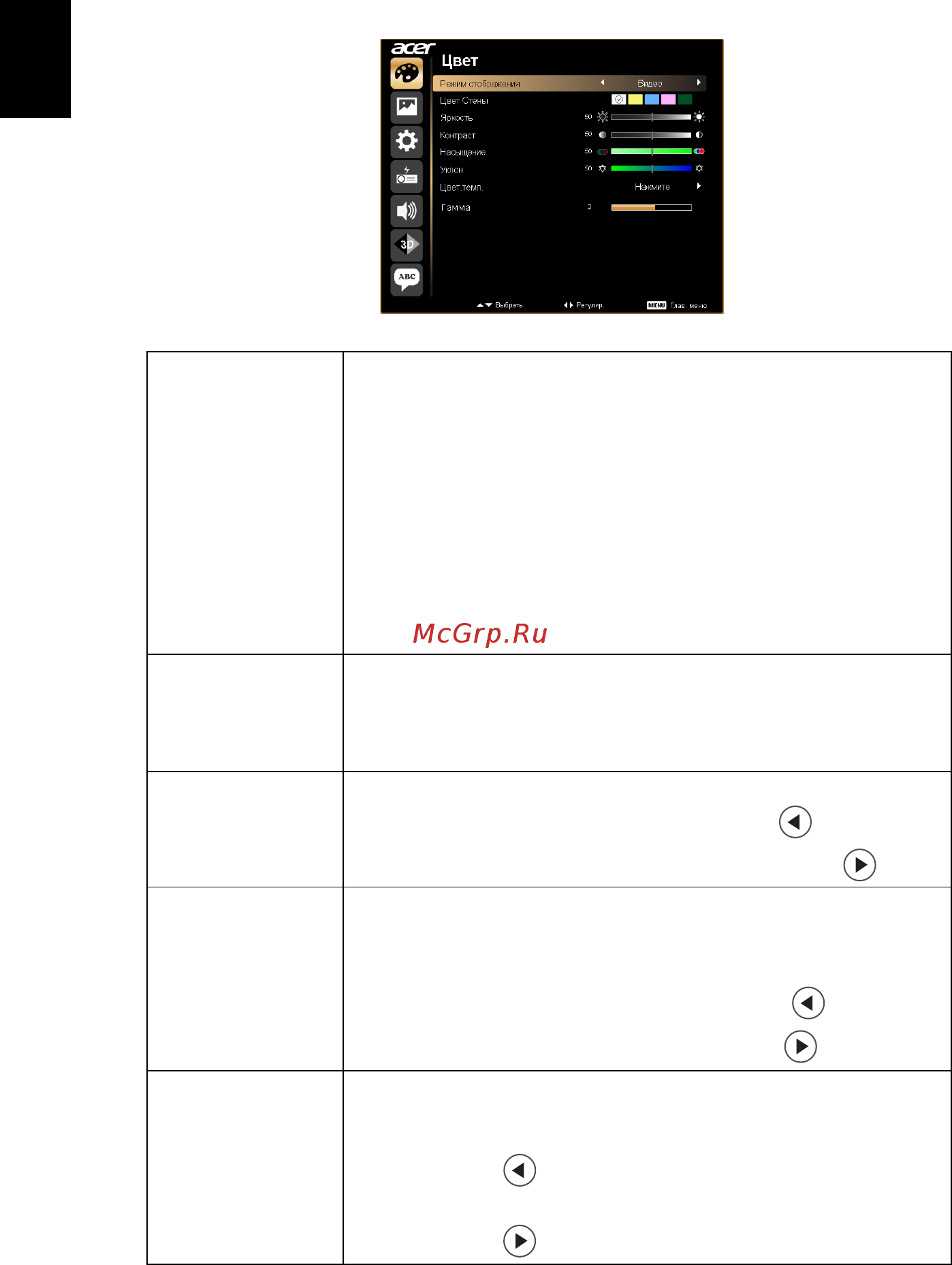 Acer X1161PN [28/56] Русский