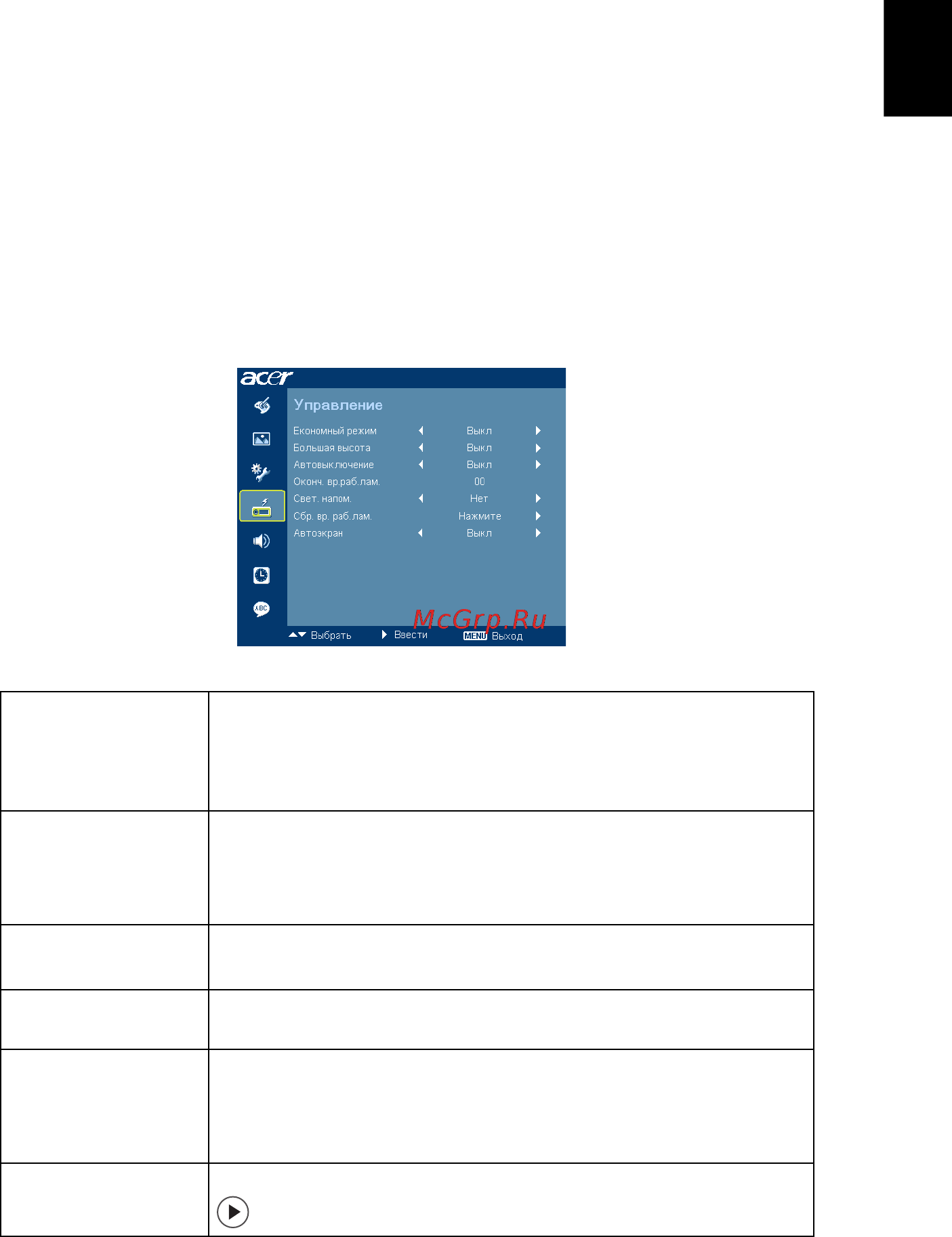 Acer S5201M [41/64] Управление