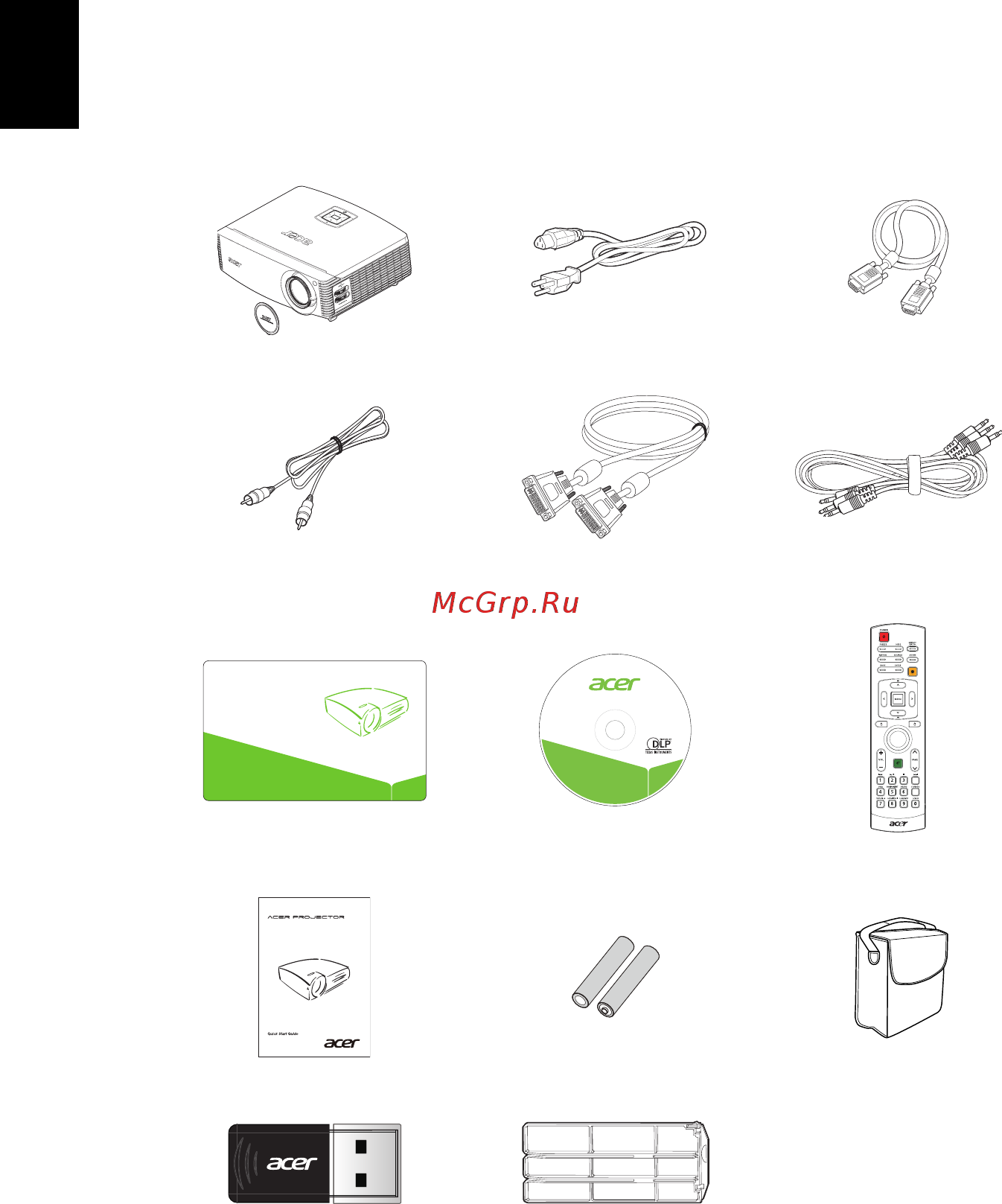 Acer P7203B [12/62] Комплект поставки