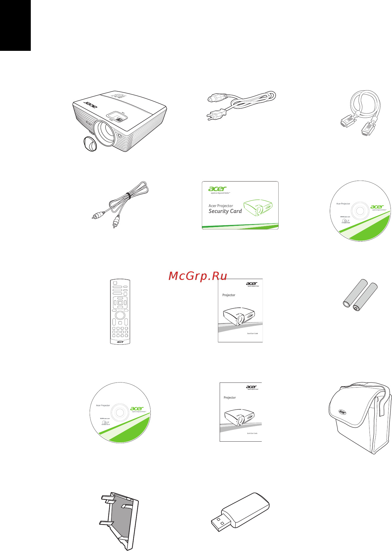Acer P5207B [12/63] Комплектация