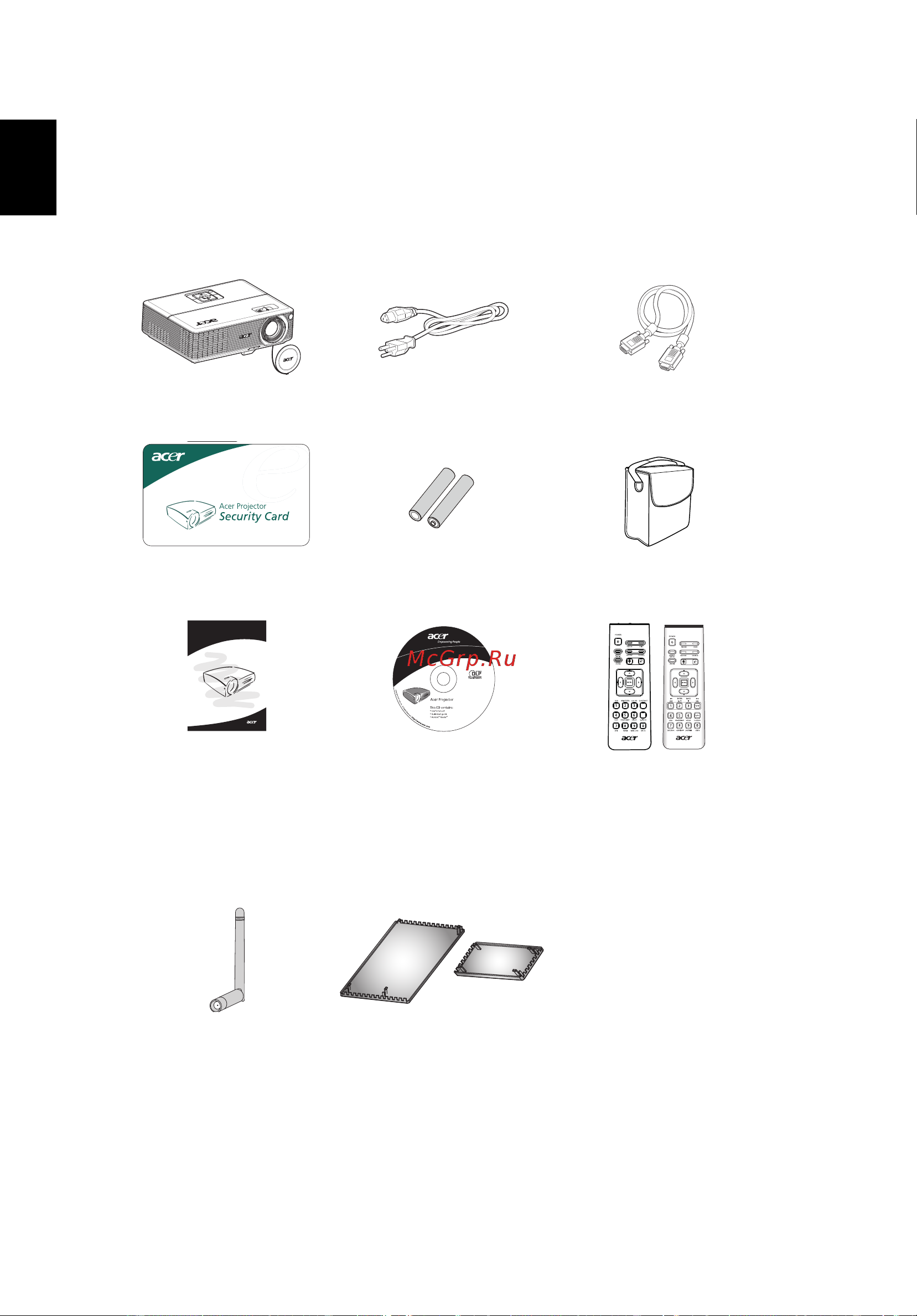 Acer P1200 [12/74] Комплектация