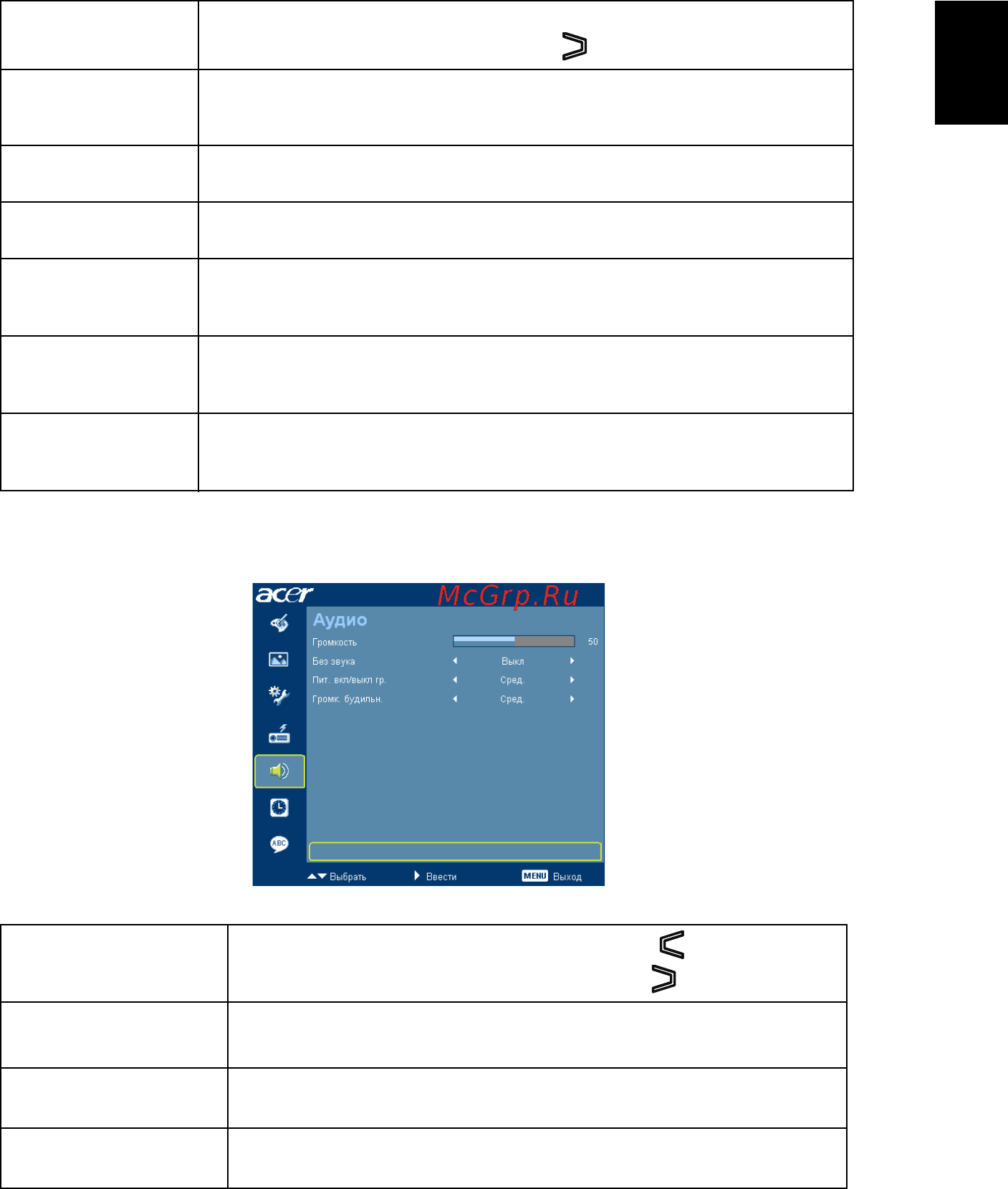 Acer P1100 [47/74] Аудио