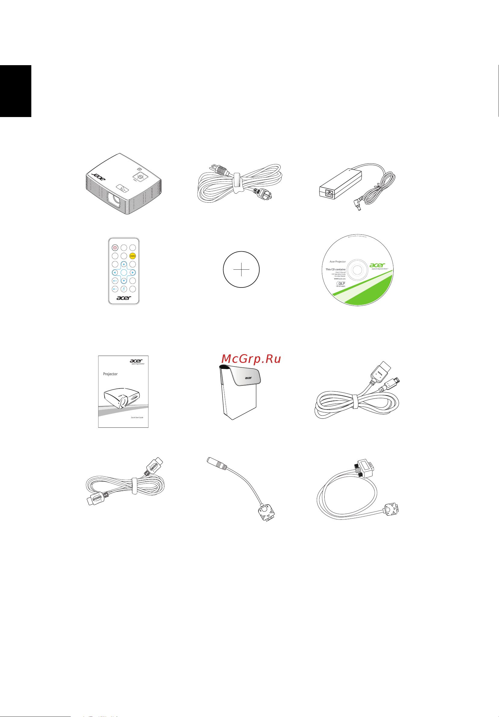 Acer K132 [12/49] Комплектность