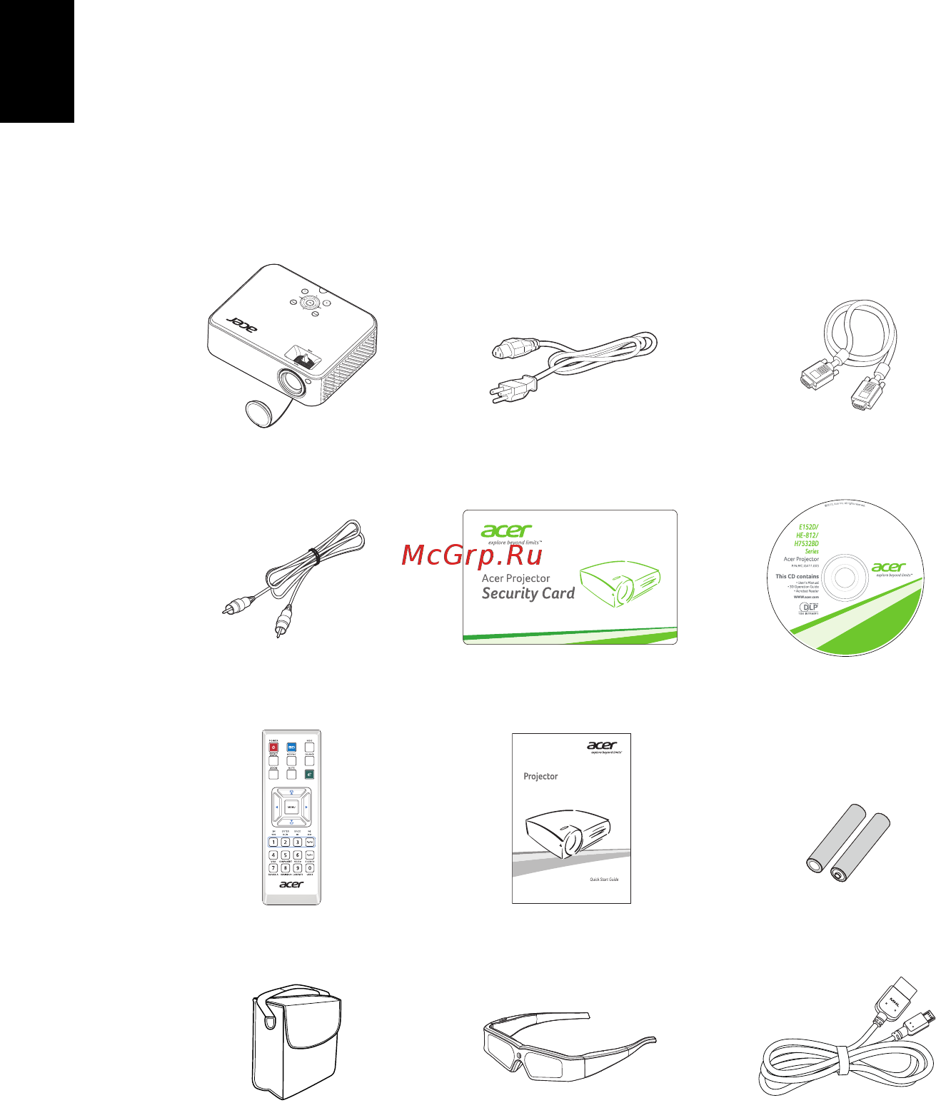 Acer H7532BD [12/59] Комплектность
