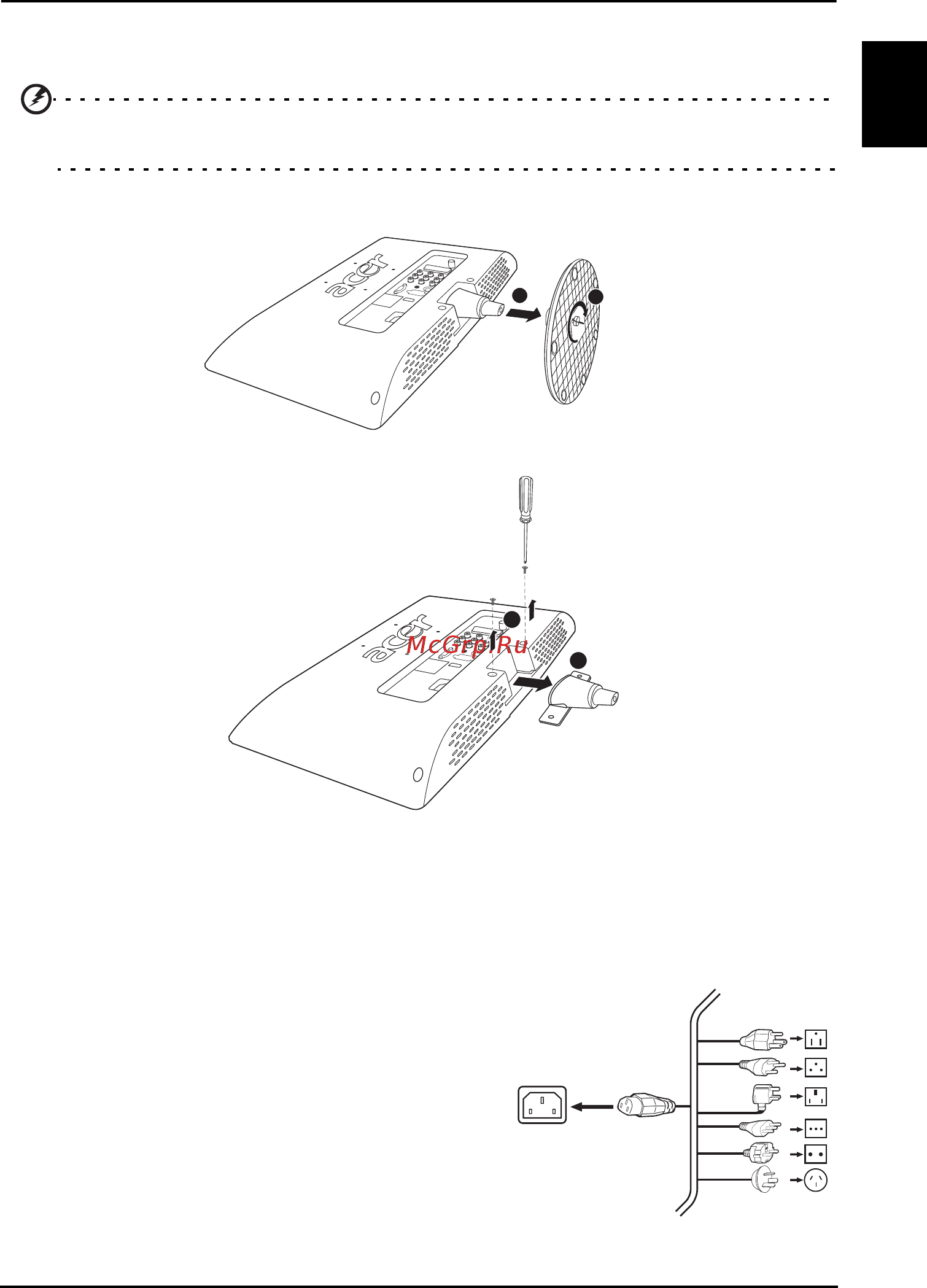 Acer M220HQMF [11/32] Подключение шнура питания