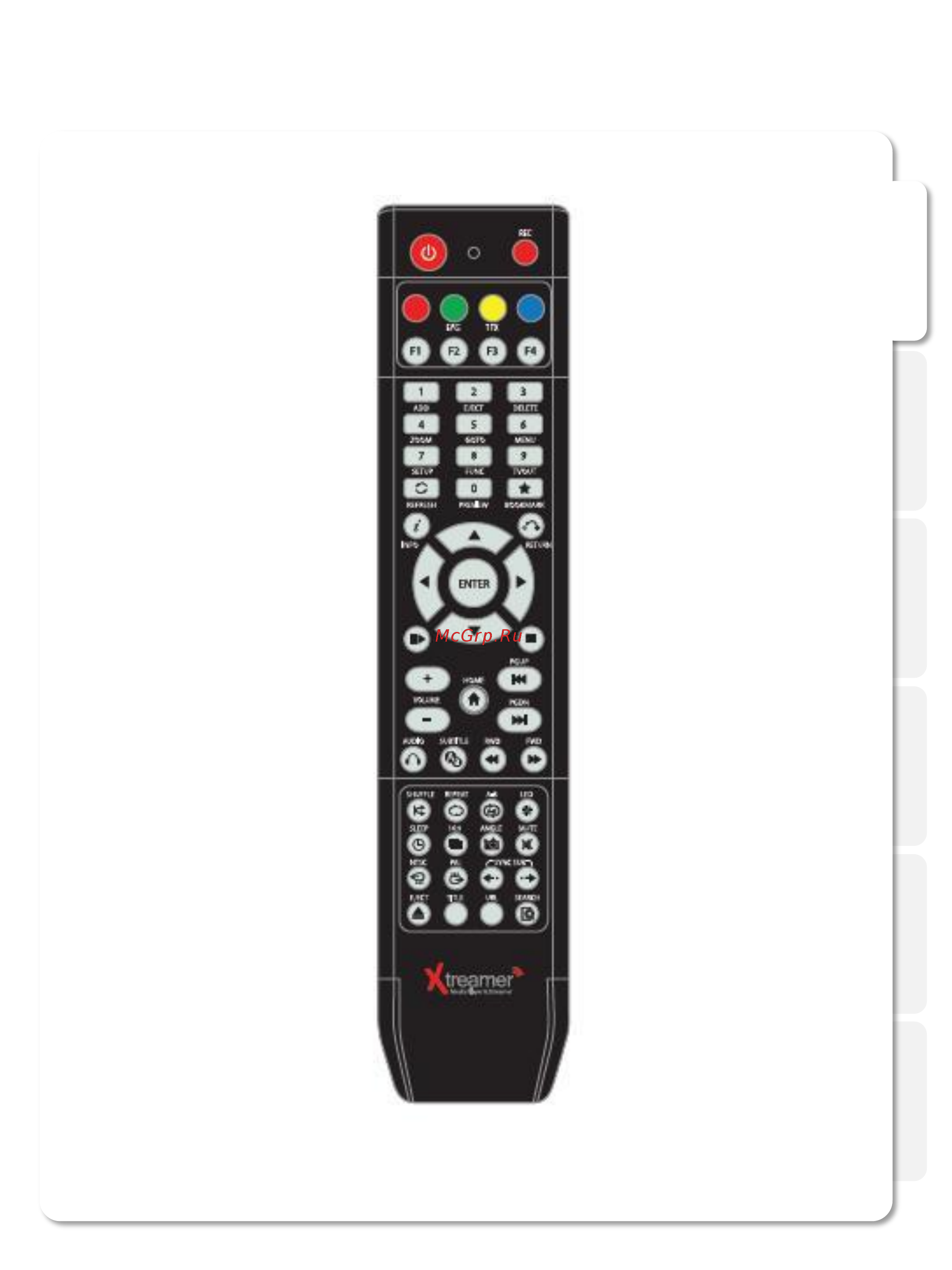 Xtreamer SIDEWINDER3 [12/91] Remote control functions