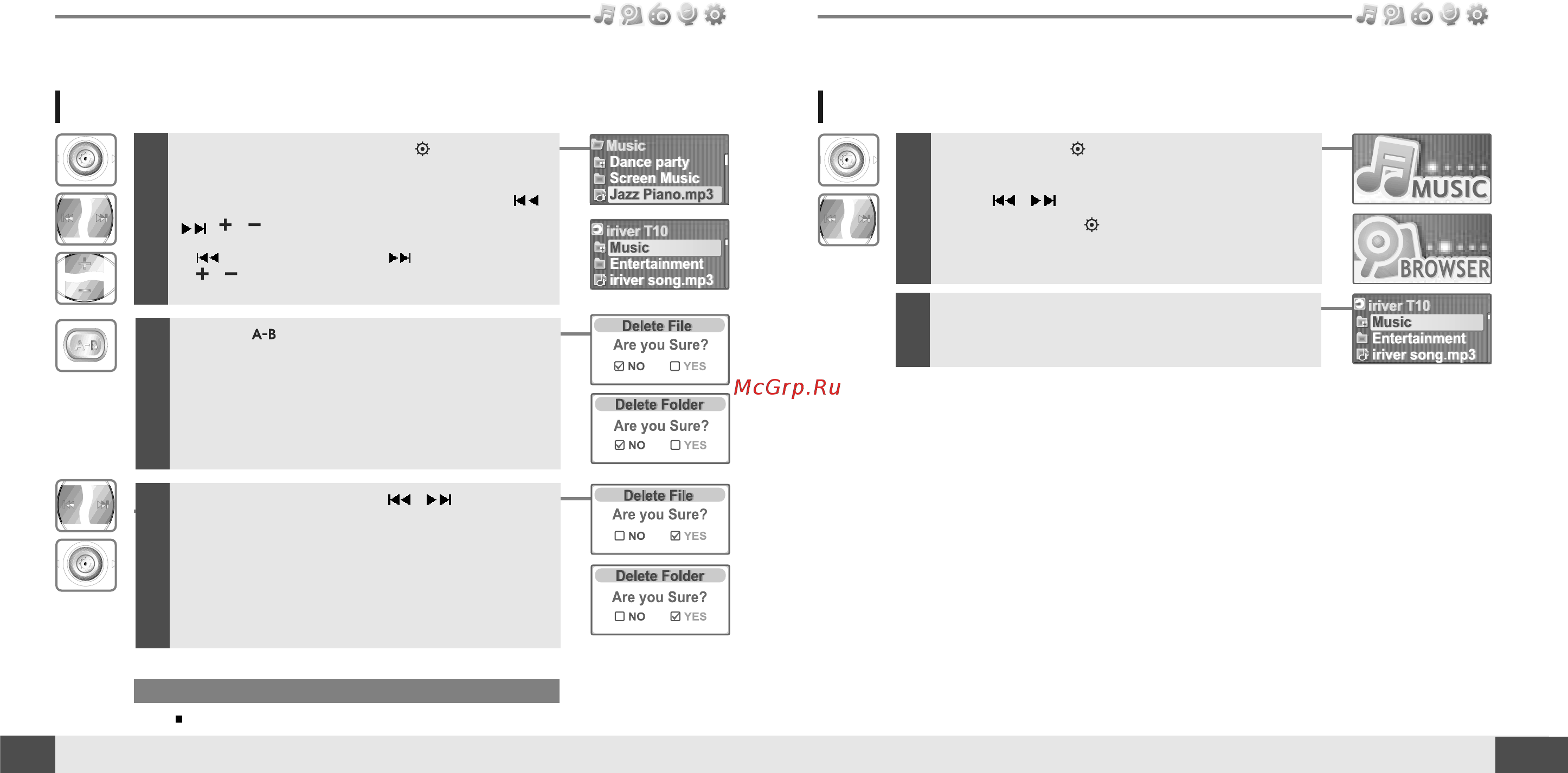 Iriver T10 [15/35] Deleting a file or folder on the player