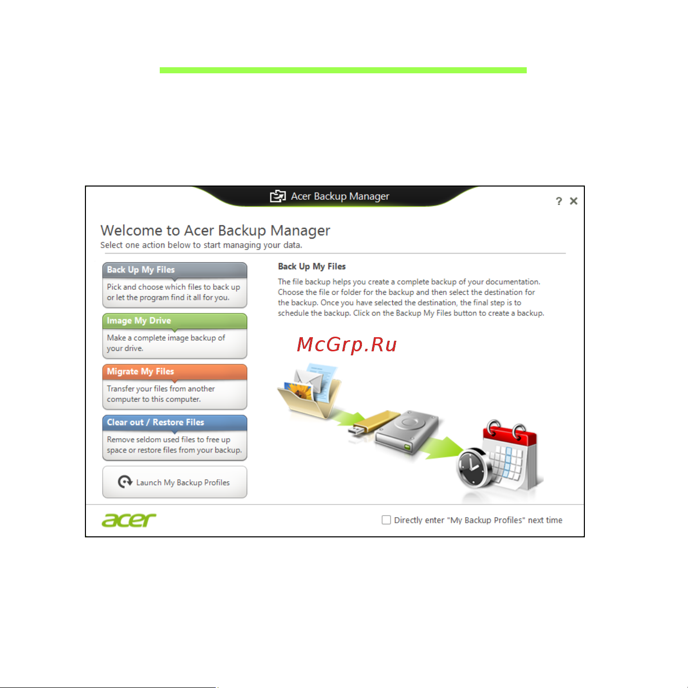 Acer ASPIRE V5-531PG [151/3496] Acer backup manager