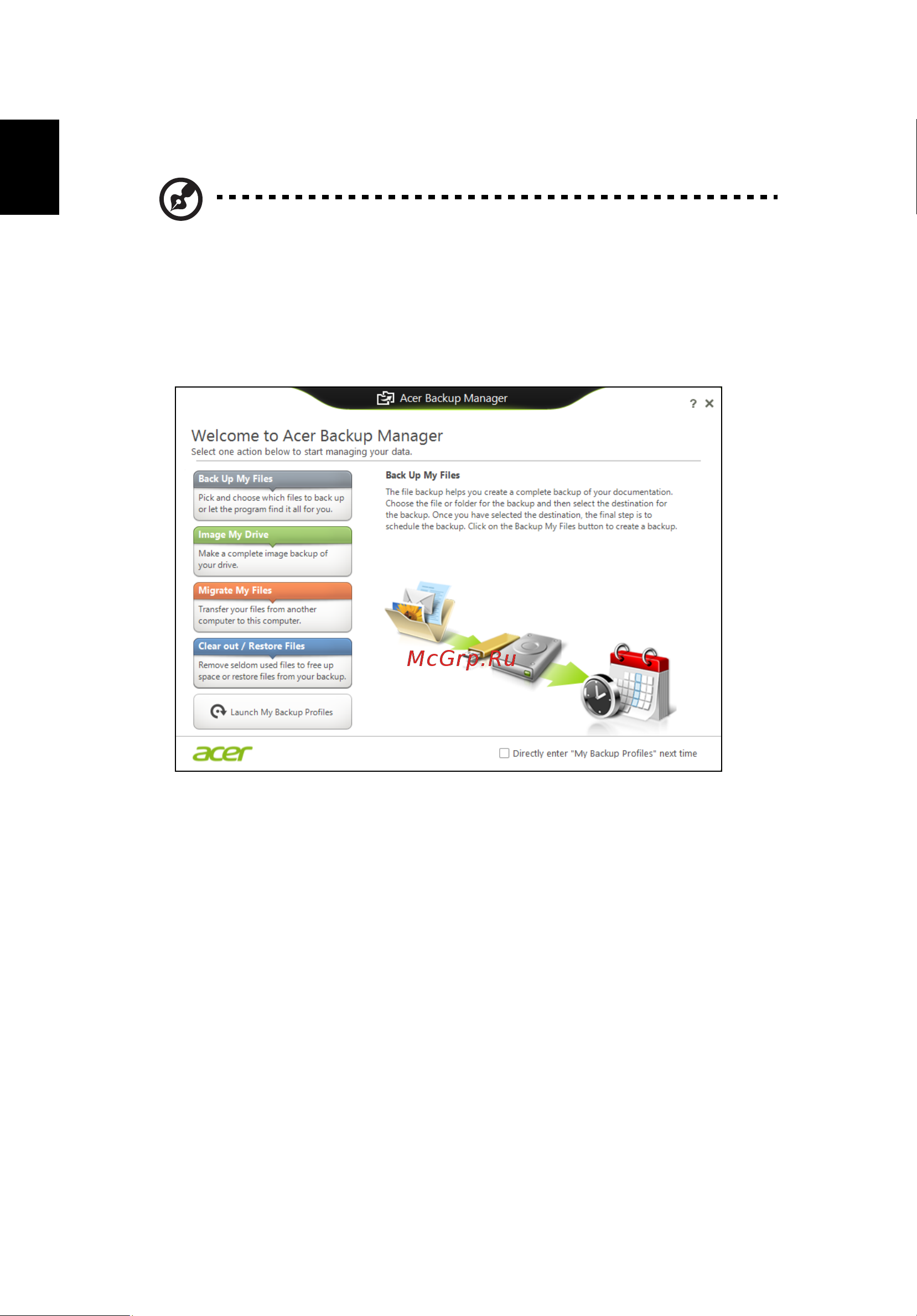 Acer ASPIRE V5-431PG [128/2484] Acer backup manager