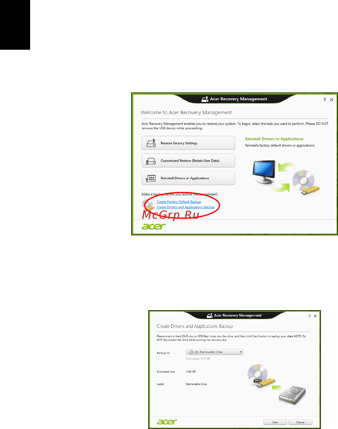 Acer ASPIRE V5-431G [1826/2228] Sürücüler ve uygulamalar yedeği oluşturma