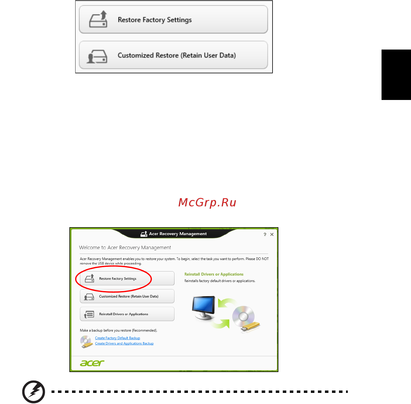 Acer ASPIRE V5-431G [257/2228] Ripristino da windows