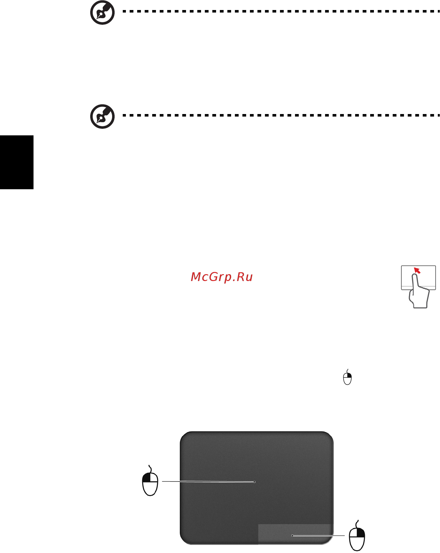 Acer ASPIRE V5-431G [268/2228] Nozioni di base sul touchpad per i modelli con pulsanti integrati