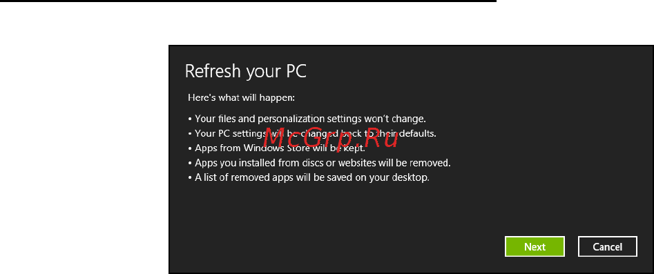 Acer ASPIRE S7-391 [53/3370] The recovery process begins by restarting your computer then continues by copying files to your hard drive this process takes about 30 minutes