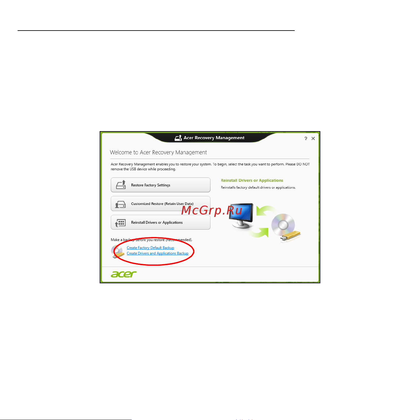 Acer ASPIRE S3-371 [1646/3374] Vytvoření zálohy ovladačů a aplikací