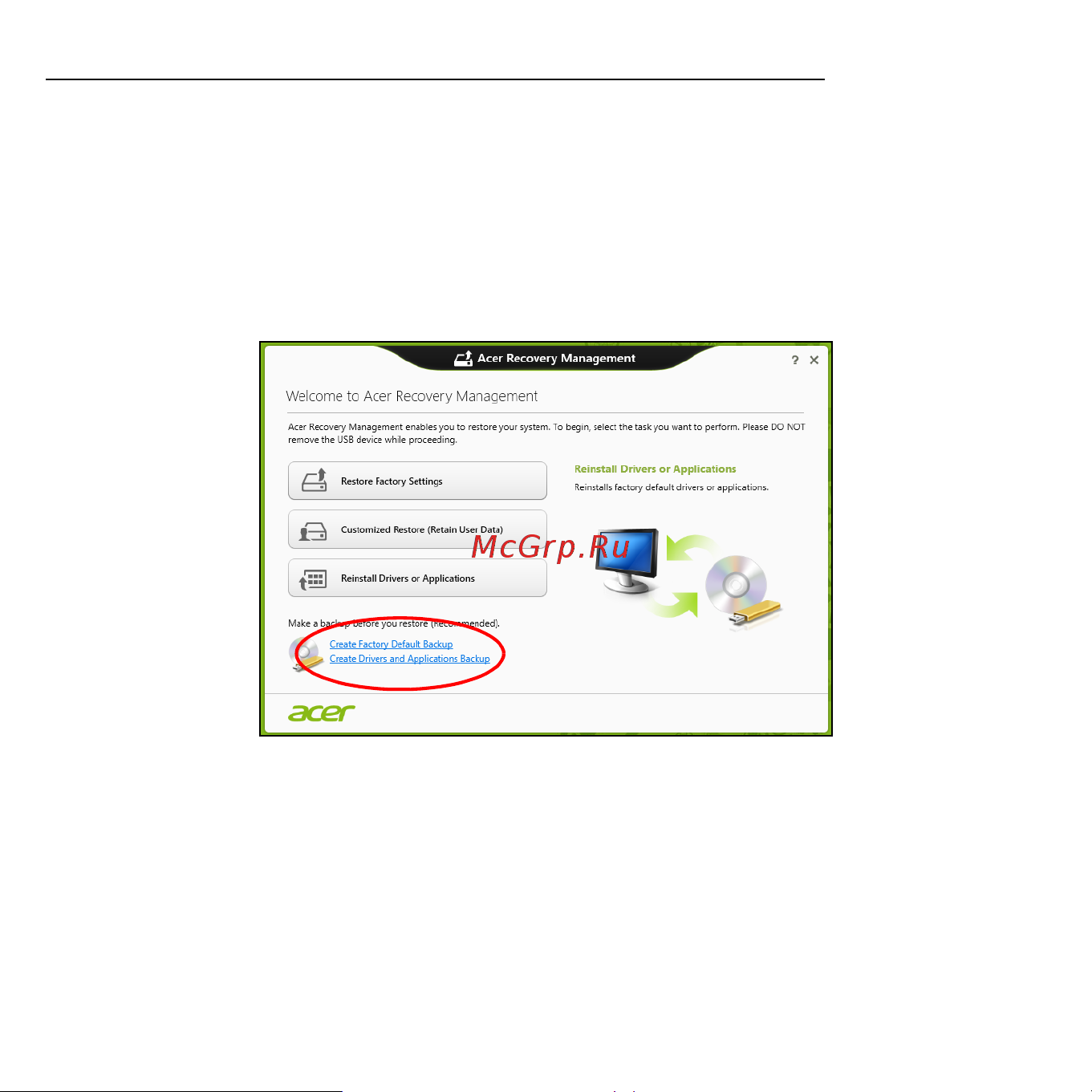 Acer ASPIRE S3-371 [1758/3374] Vytvorenie zálohy ovládačov a aplikácií