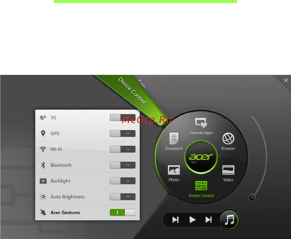Acer ICONIA W700P [1198/2286] Ovládanie zariadenia