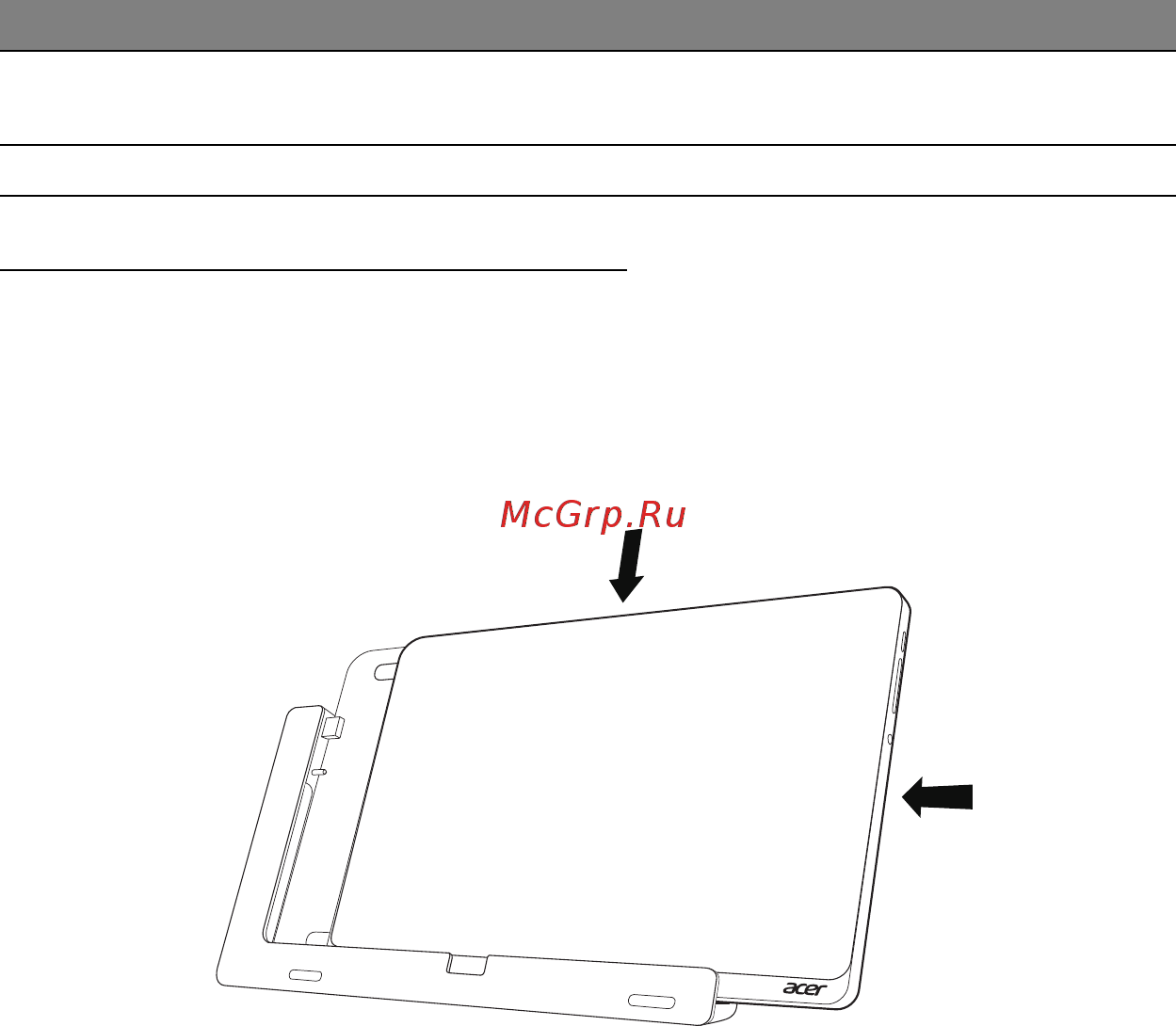 Acer ICONIA W700P [341/2286] Conectar la tablet a la base
