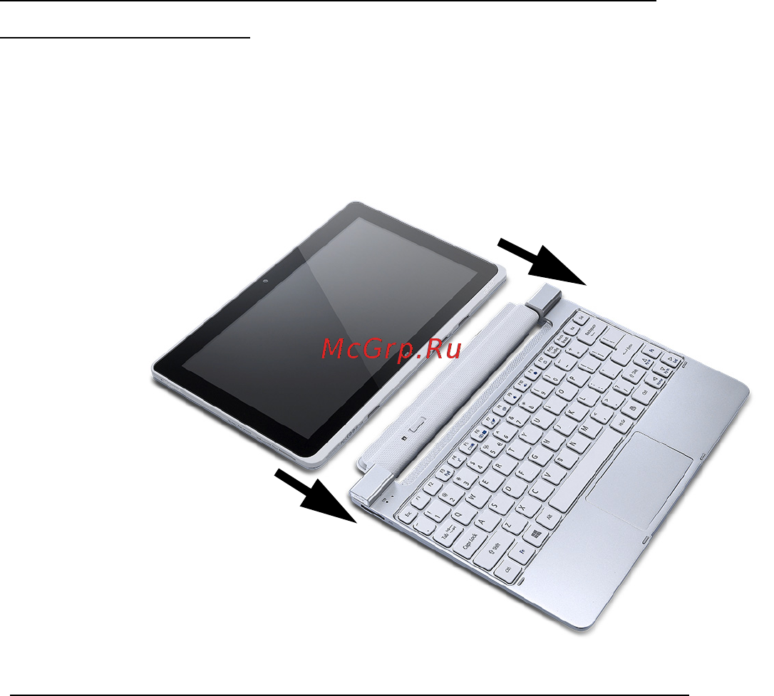 Acer ICONIA W511P [1863/2860] Закрепете таблета към палубата за клавиатура