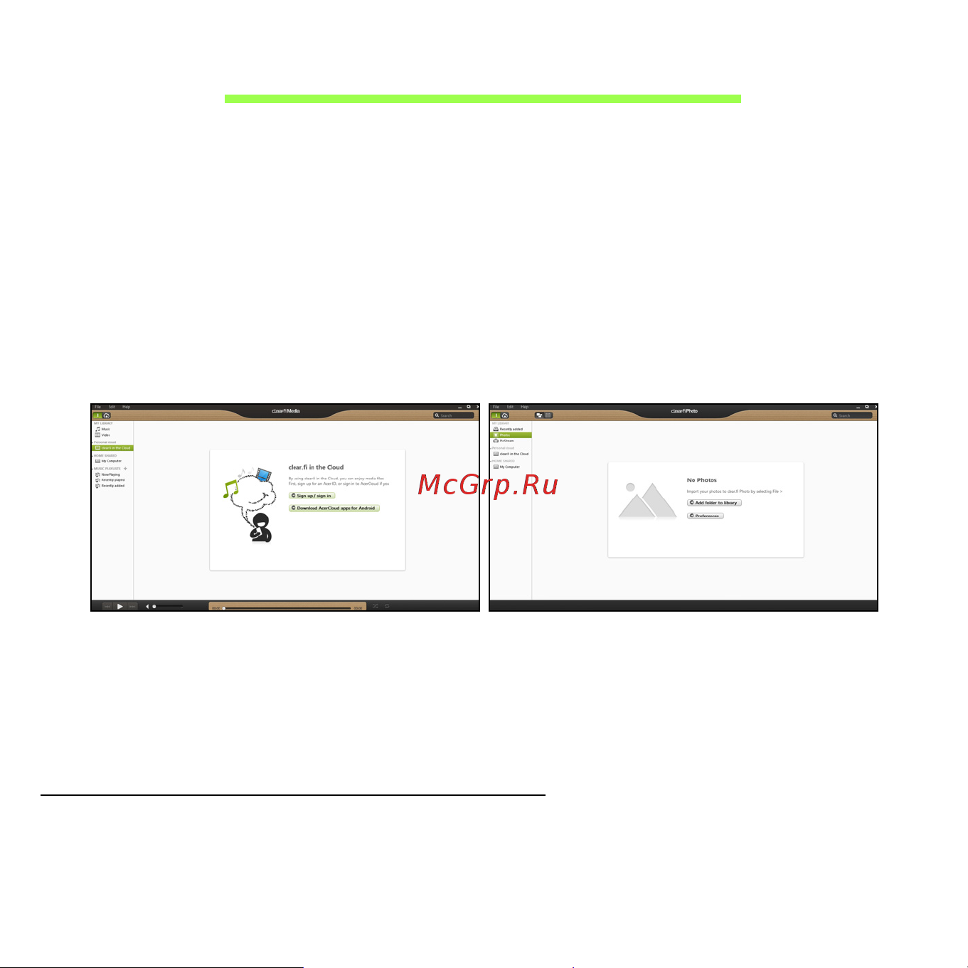 Acer ICONIA W510P [1399/2860] Acer clear fi