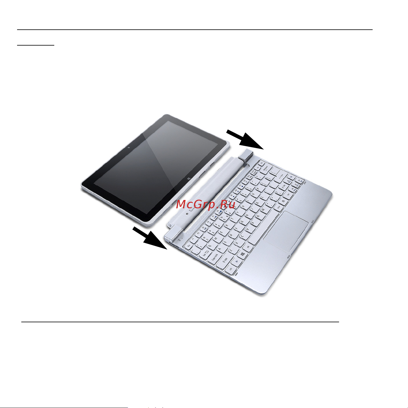 Acer ICONIA W510P [2150/2860] Prijunkite planšetinį kompiuterį prie klaviatūros doko