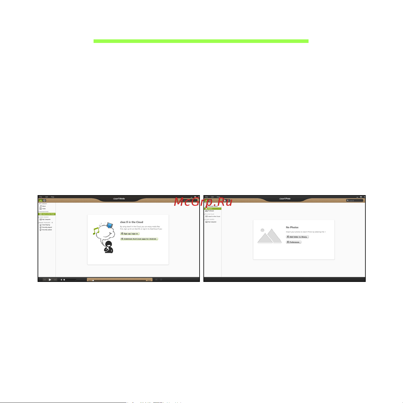 Acer ICONIA W510P [232/2860] Acer clear fi