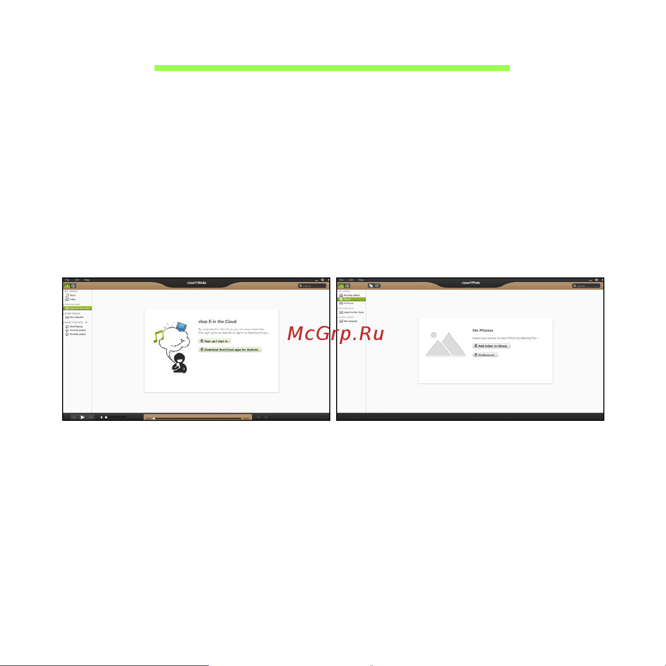 Acer ICONIA W510P [2360/2860] Acer clear fi