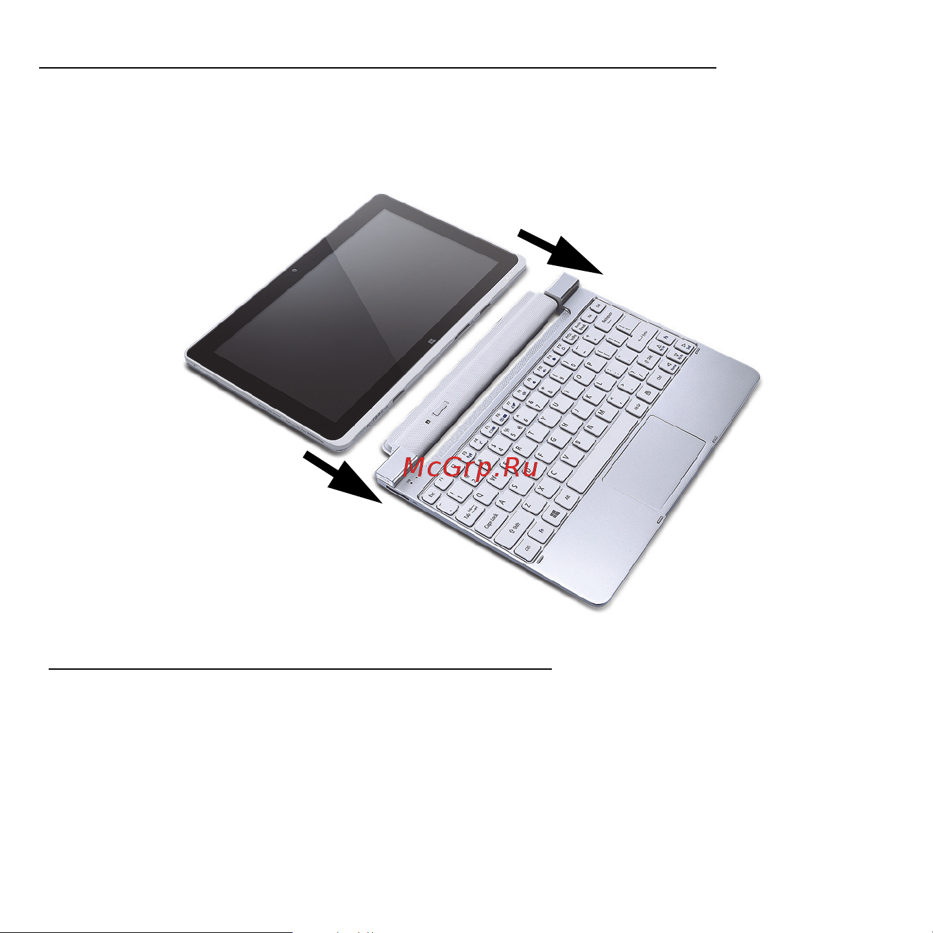 Acer ICONIA W510P [27/2860] Connect the tablet to the keyboard dock