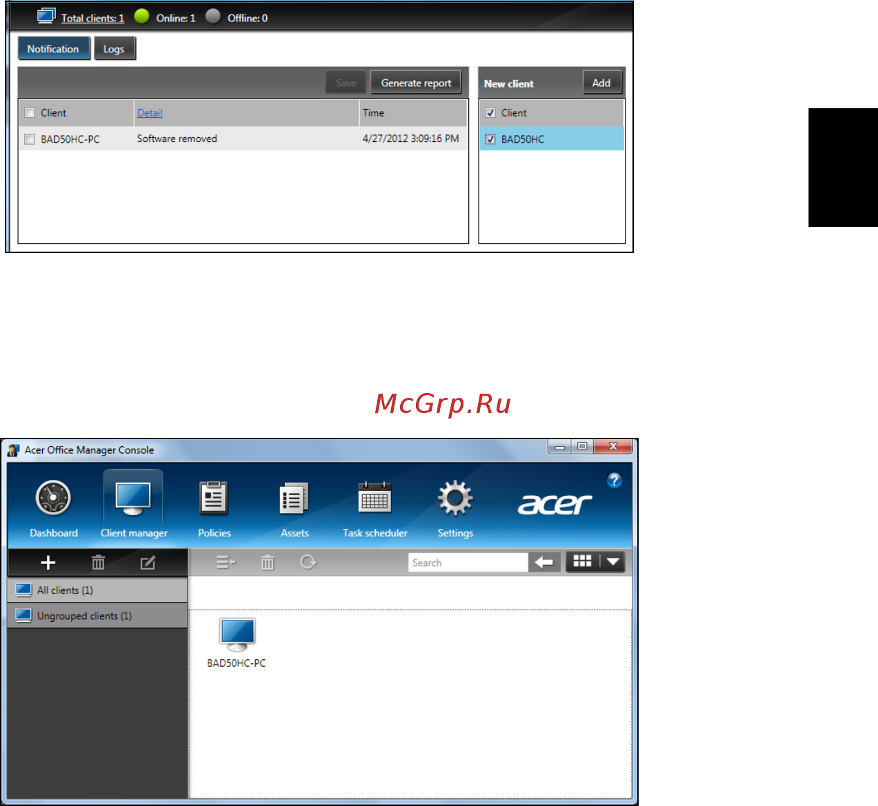 Acer TRAVELMATE P653-V [317/2742] Gestore client
