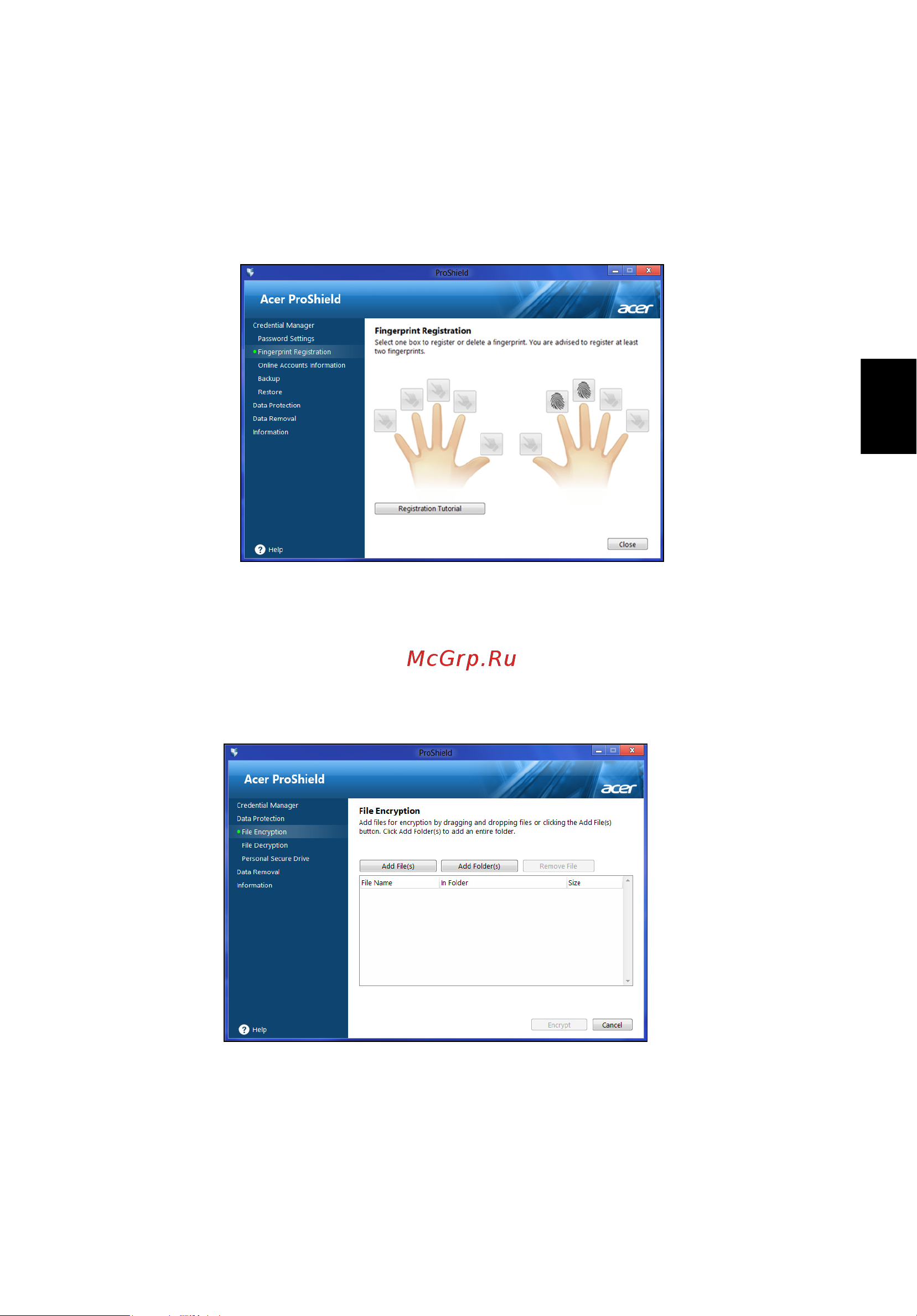 Acer TRAVELMATE P653-MG [1233/2742] Ujjlenyomat felismerés