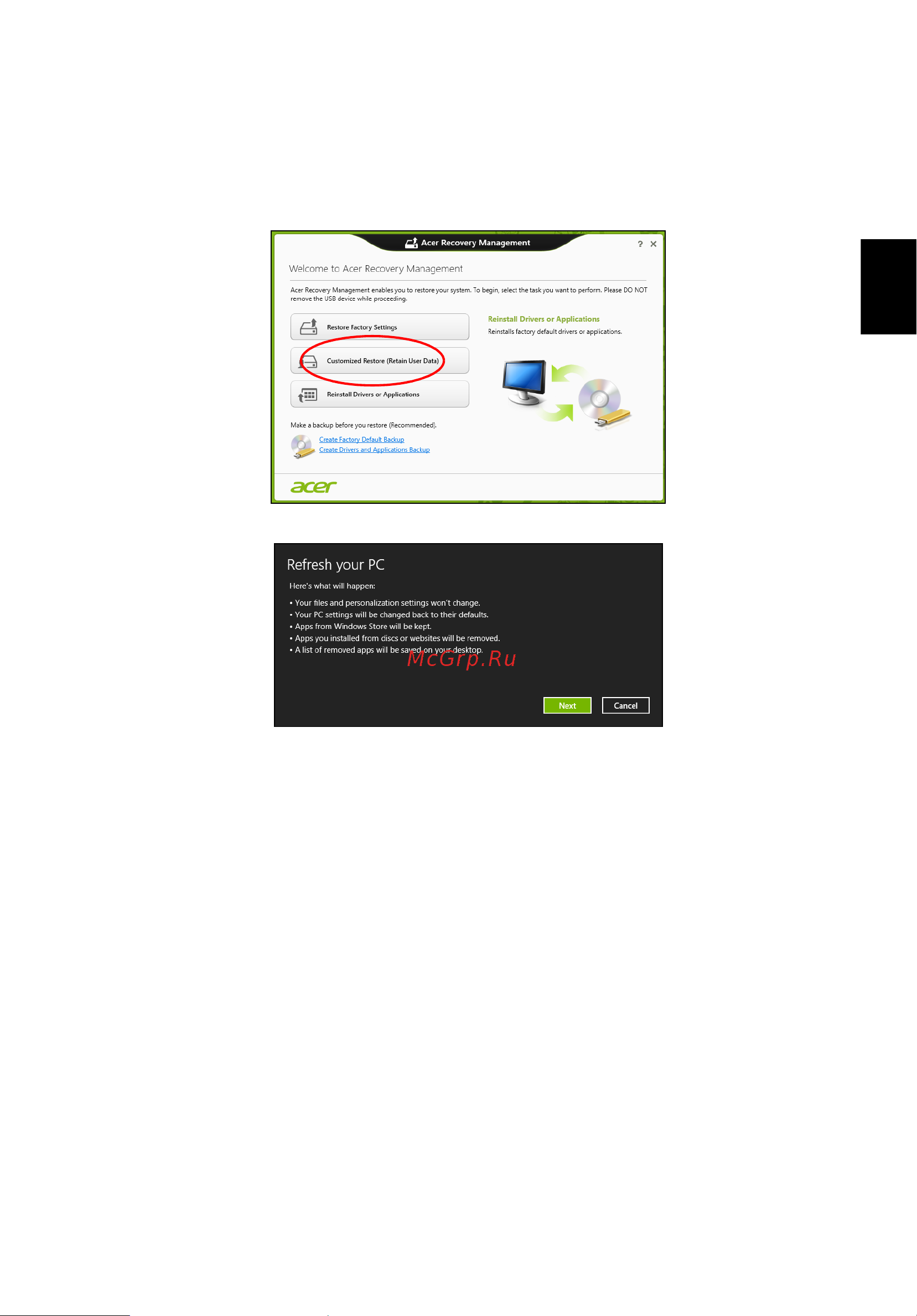 Acer TRAVELMATE P653-MG [1345/2742] Obnova ze zálohy pro obnovení