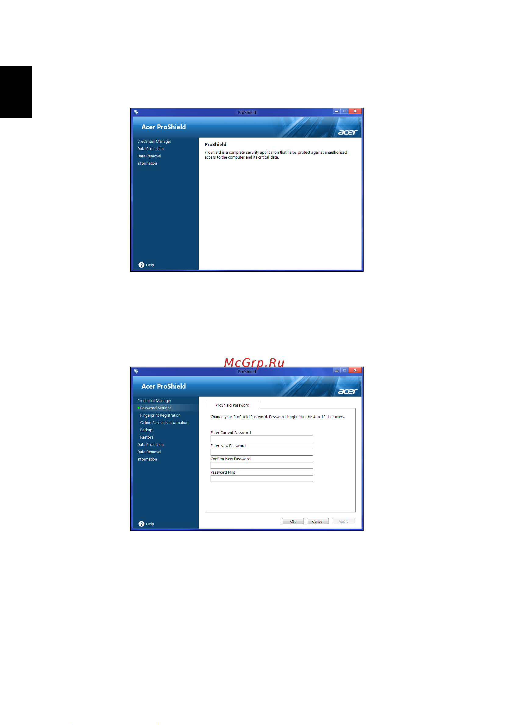 Acer TRAVELMATE P653-MG [2250/2742] Kimlik bilgileri yöneticisi