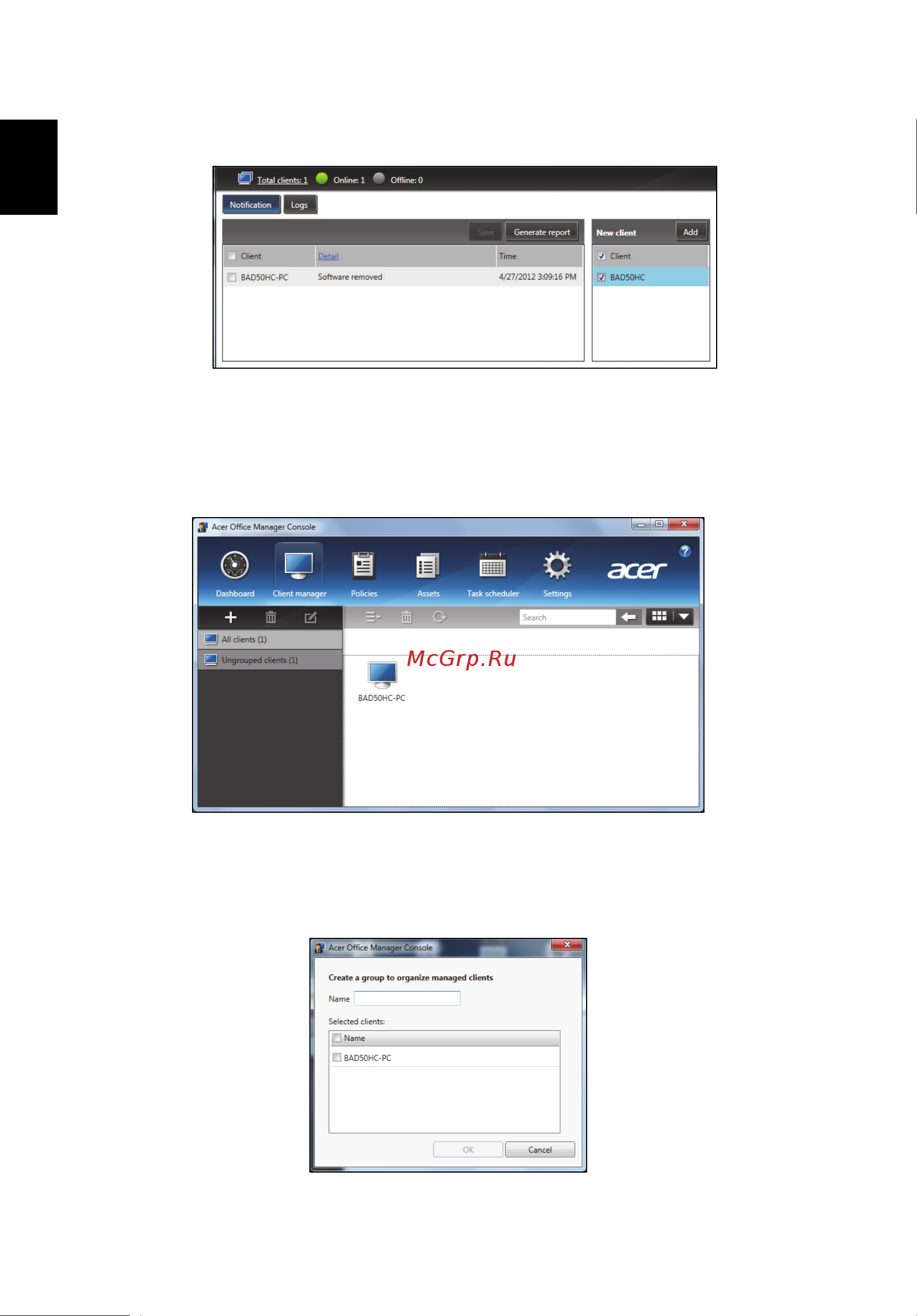 Acer TRAVELMATE P653-MG [32/2742] Client manager