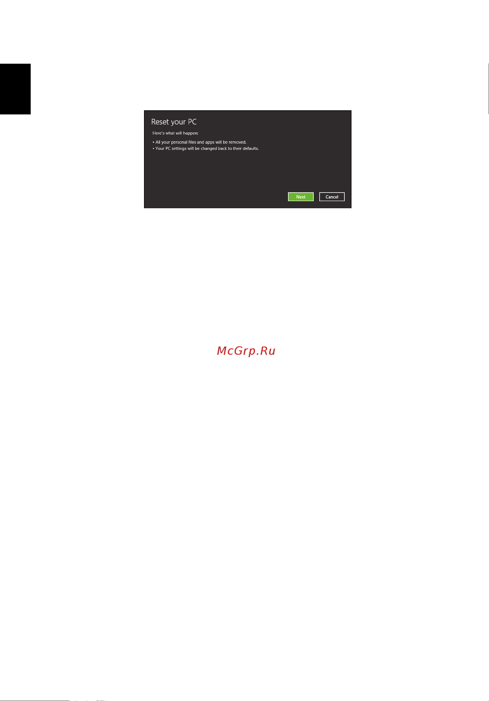 Acer TRAVELMATE P653-MG [48/2742] Reset your pc from the recovery backup