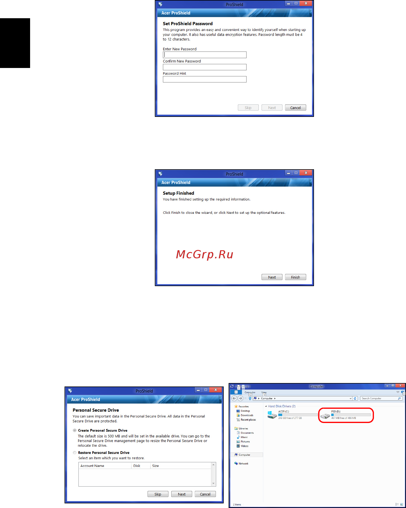 Acer TRAVELMATE P643-MG [1138/2742] Osobisty dysk zabezpieczający