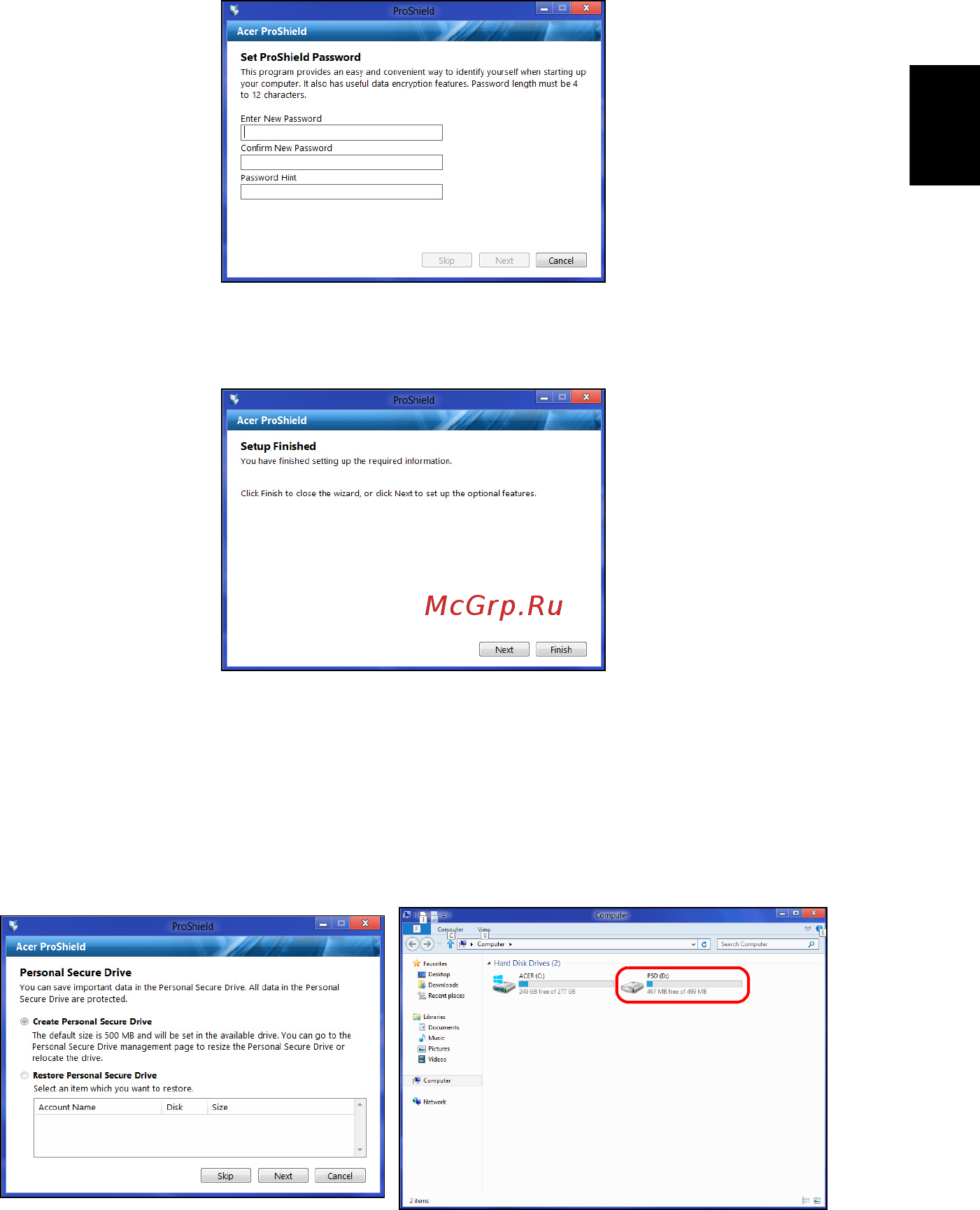 Acer TRAVELMATE P643-MG [2677/2742] ไดร ฟร กษาความปลอดภ ยส วนต ว