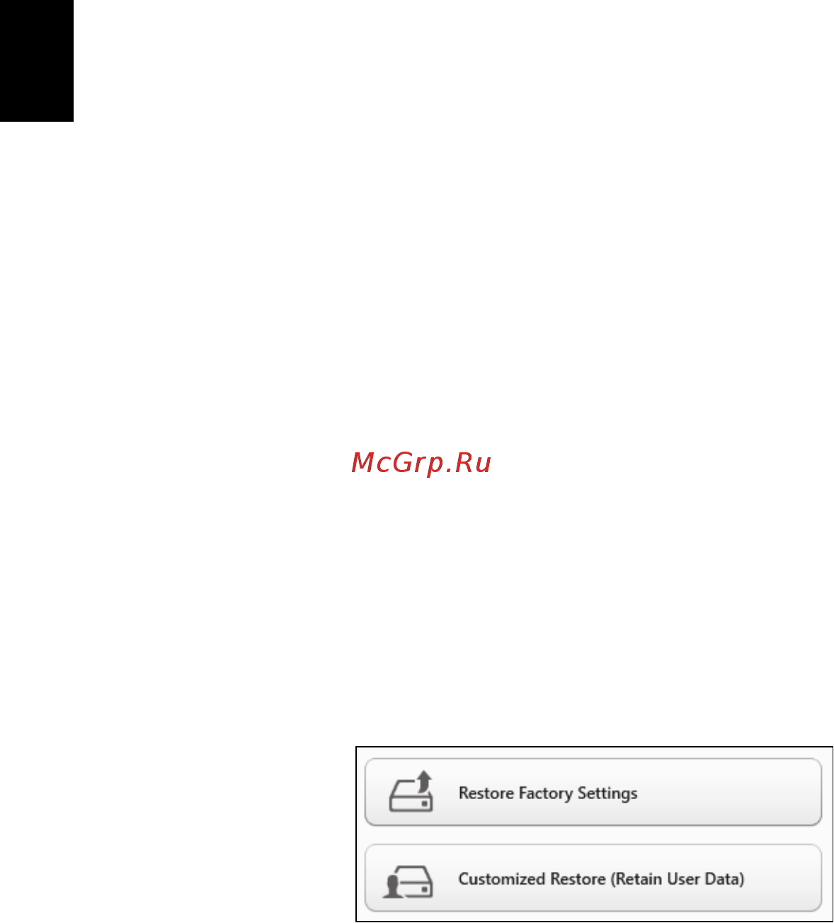 Acer TRAVELMATE P633-V [44/2742] Returning your system to its factory condition
