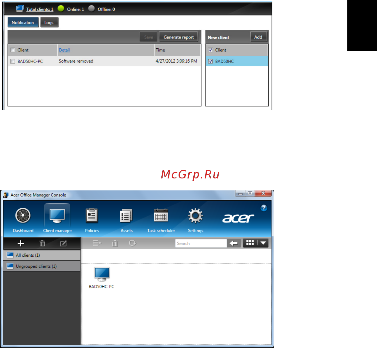 Acer TRAVELMATE P633-M [1143/2742] Menedżer klienta