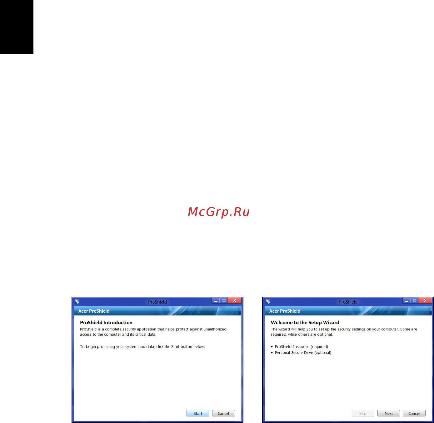 Acer TRAVELMATE P633-M [946/2742] Acer proshield koskee vain tiettyjä malleja